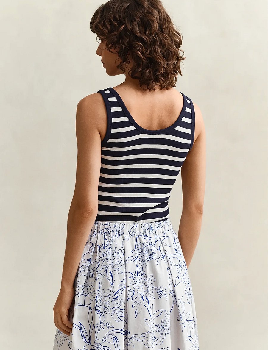Gant - STRIPED RIBBED TANK TOP - Ärmellose tops - evening blue - 2