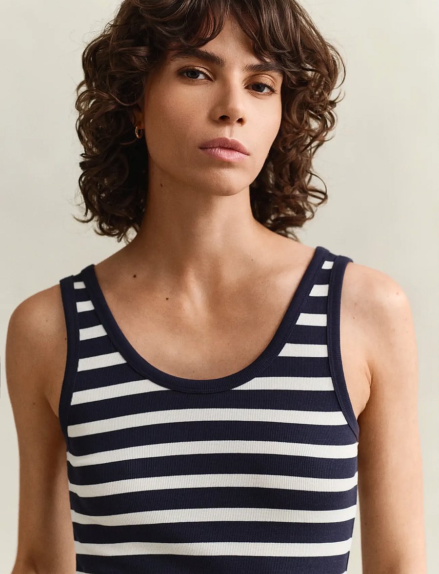 Gant - STRIPED RIBBED TANK TOP - Ärmellose tops - evening blue - 3