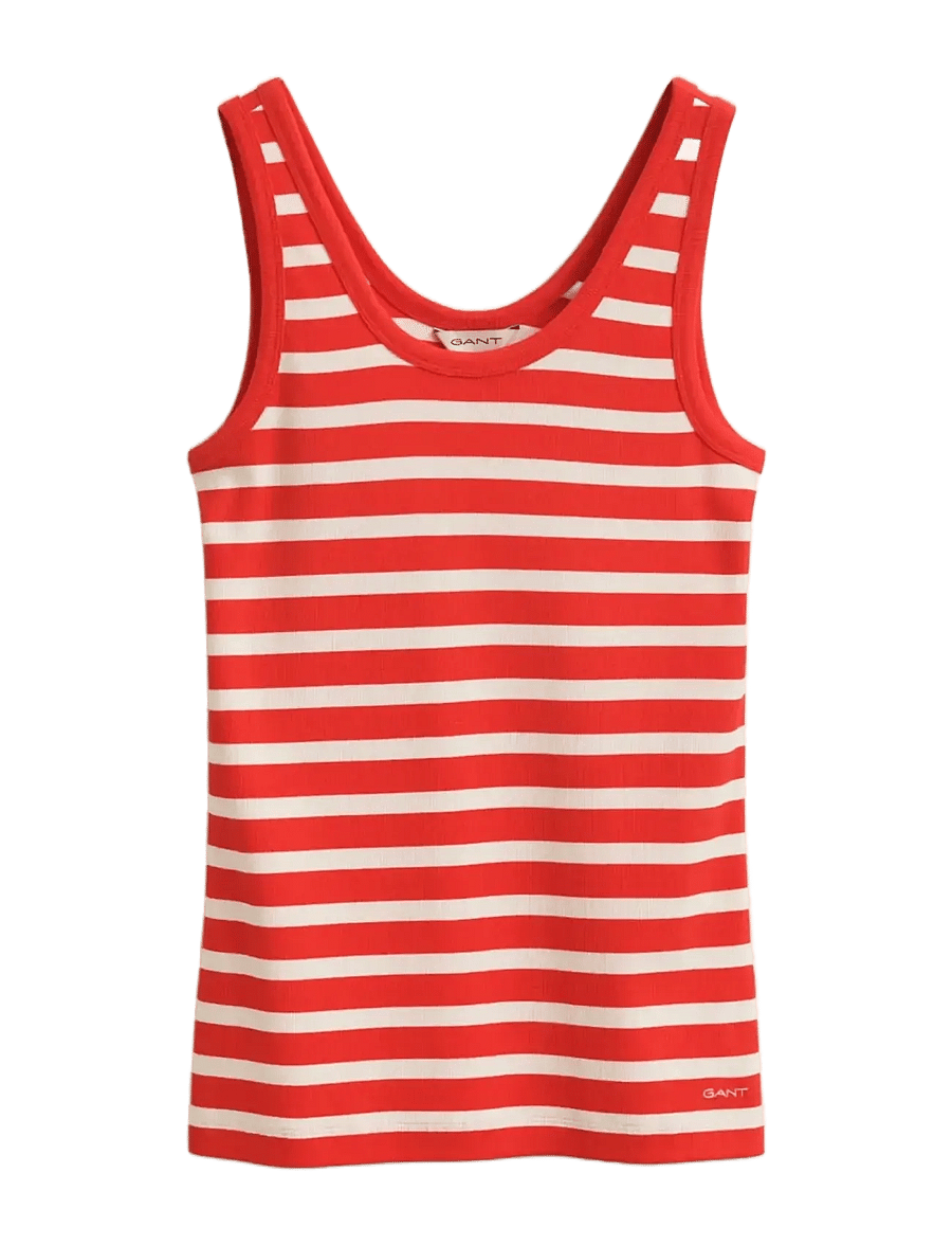 Gant - STRIPED RIBBED TANK TOP - hauts sans manches - perfect red - 1