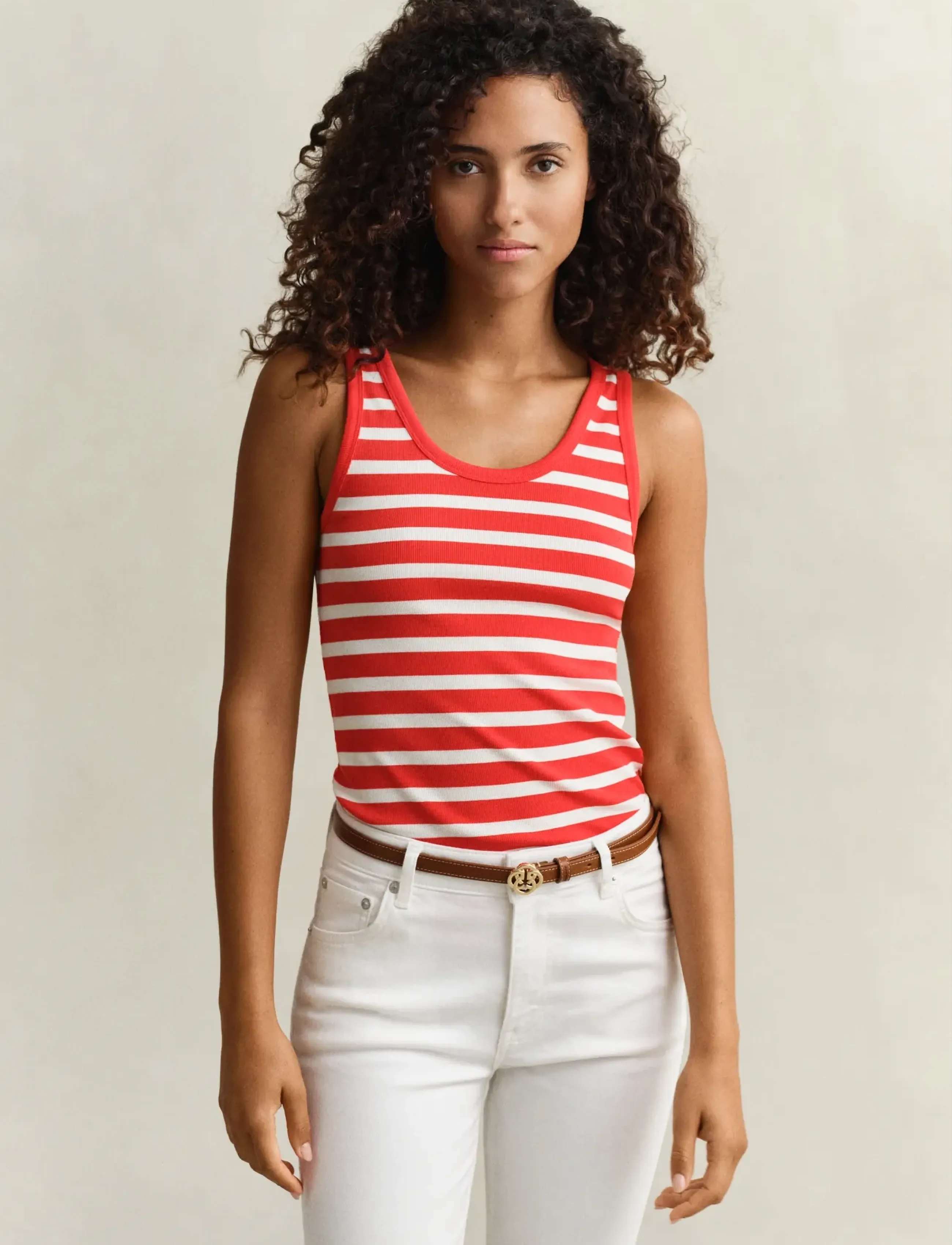 Gant Striped Ribbed Tank Top, XS, T-shirts & Oberteile, Rot - Sleeveless, Frauen