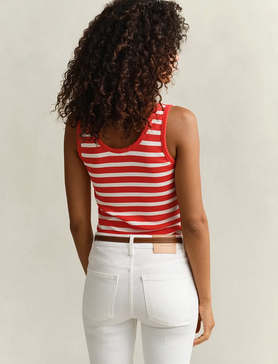 Gant - STRIPED RIBBED TANK TOP - hauts sans manches - perfect red - 2