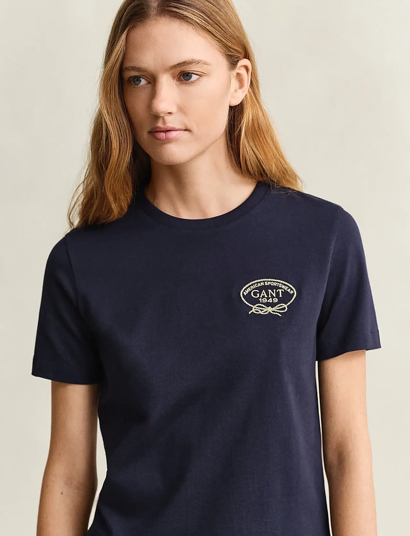 GANT - ROPE GRAPHIC SS T-SHIRT - t-shirts - evening blue - 3