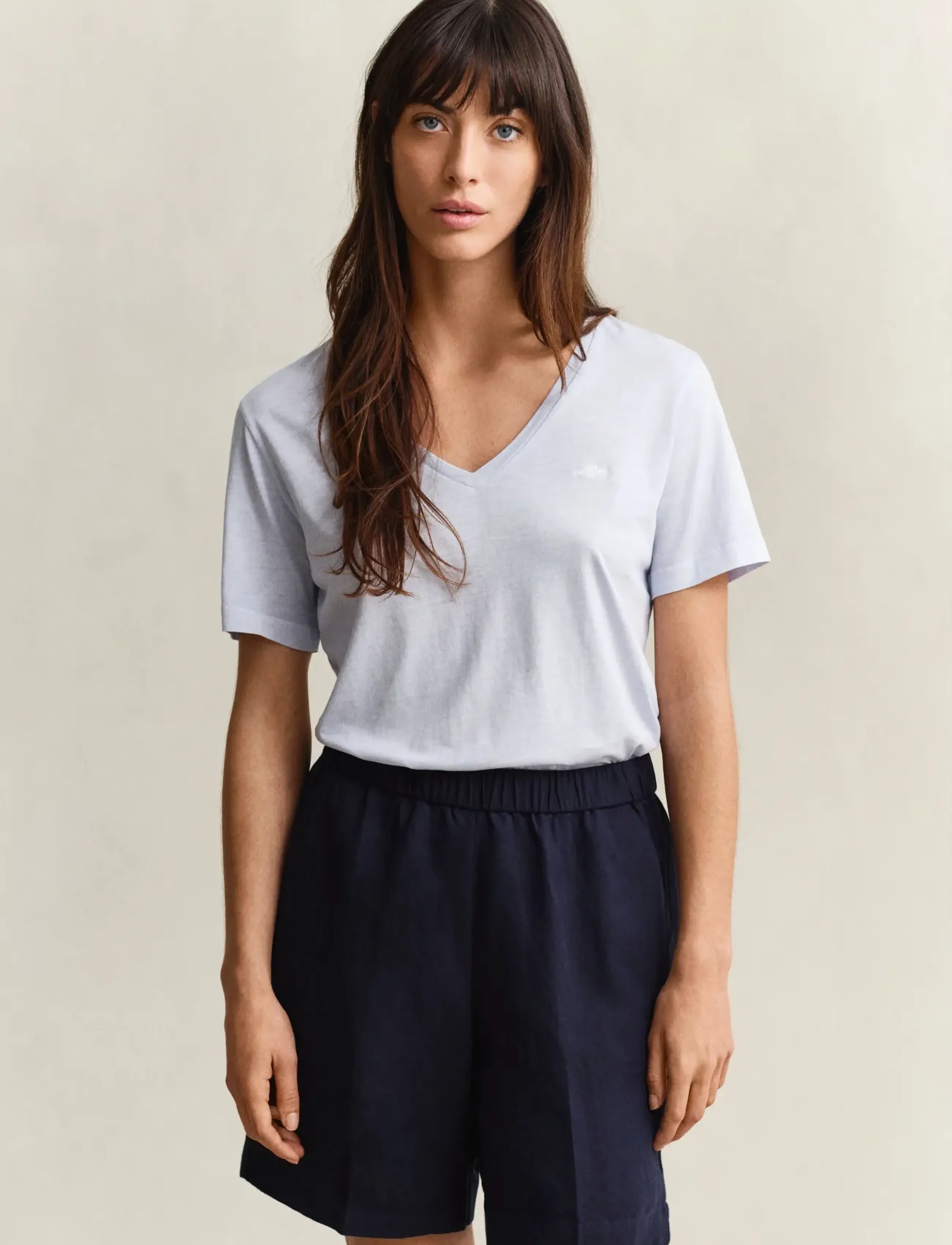 Gant REG WASHED SHIELD V-NECK T-SHIRT - T-shirts - LIGHT BLUE / blue