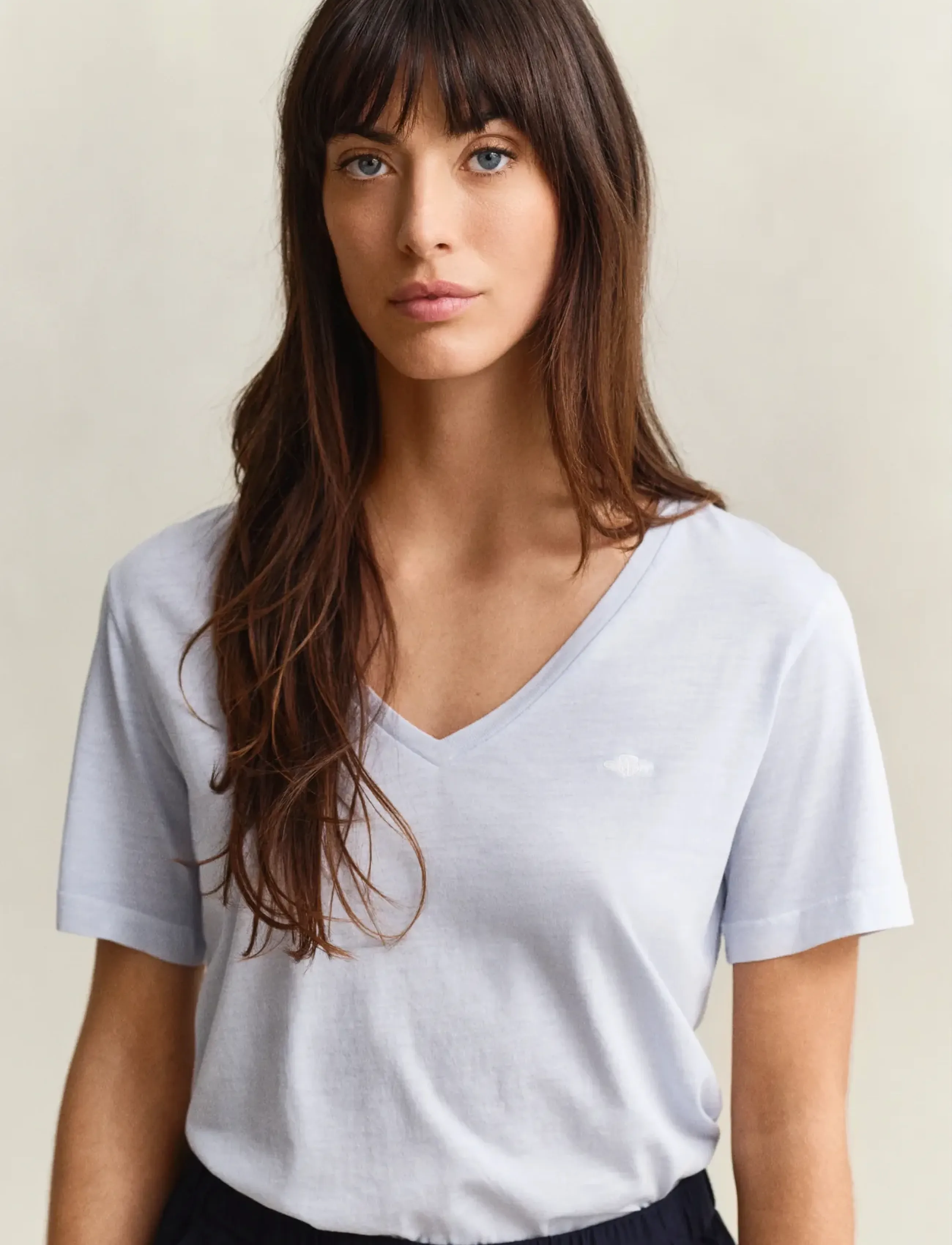 Gant - REG WASHED SHIELD V-NECK T-SHIRT - t-shirts - light blue - 3
