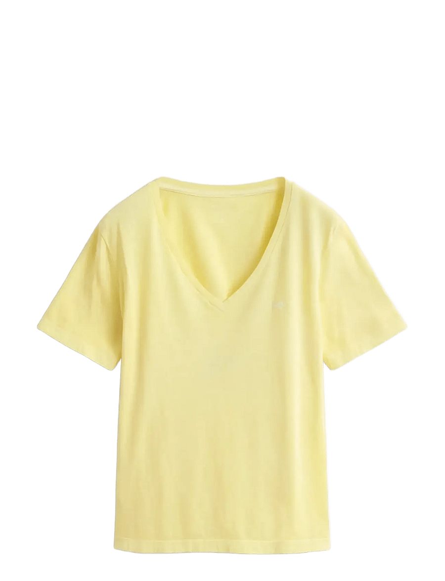 Gant - REG WASHED SHIELD V-NECK T-SHIRT - t-shirts - vanilla yellow - 1