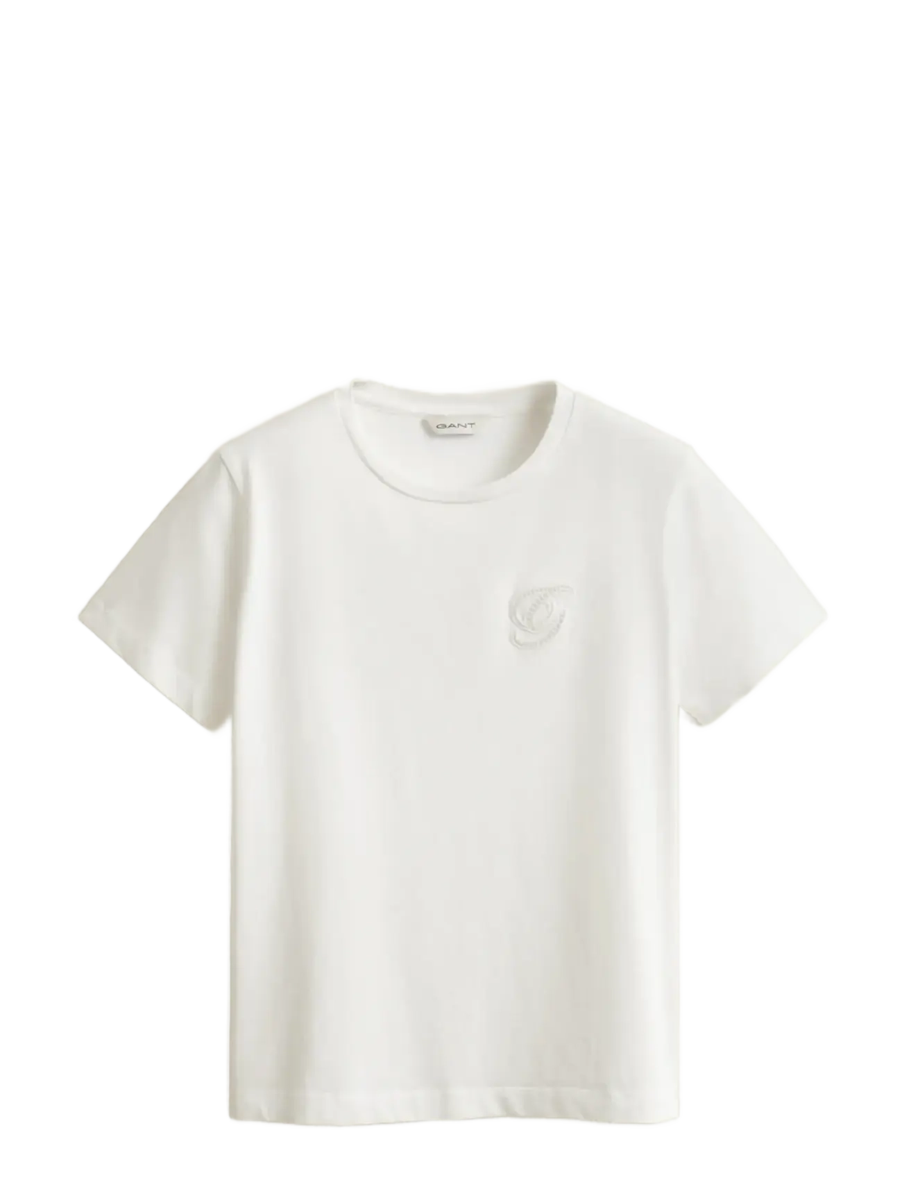 GANT REG SCRIPT SS T-SHIRT - Riided - EGGSHELL / white