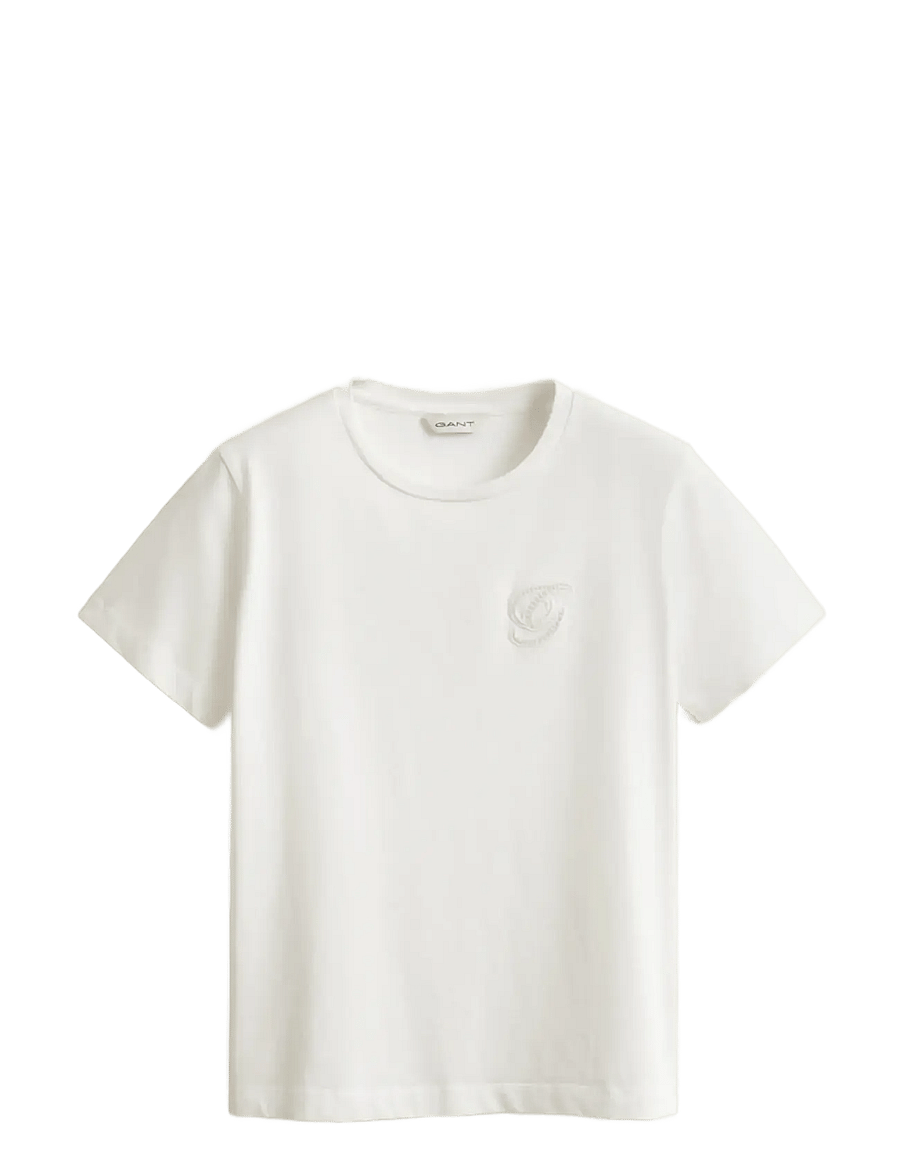 Gant - REG SCRIPT SS T-SHIRT - t-särgid - eggshell - 1