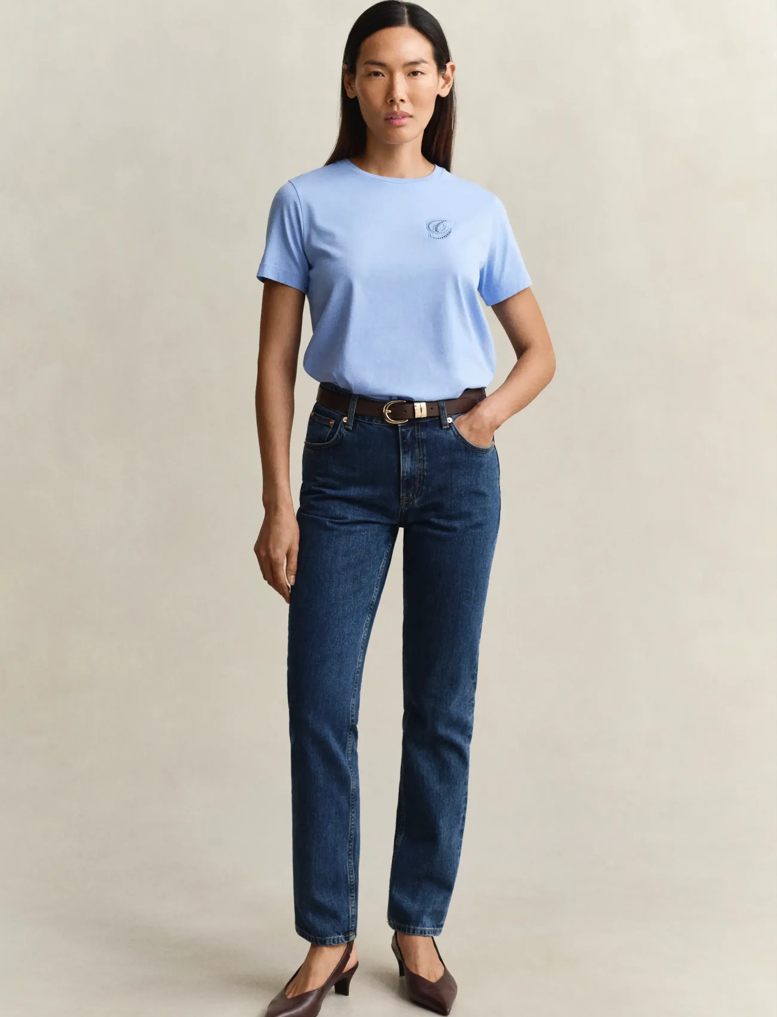 Gant - REG SCRIPT SS T-SHIRT - t-shirts - hydrangea blue - 4
