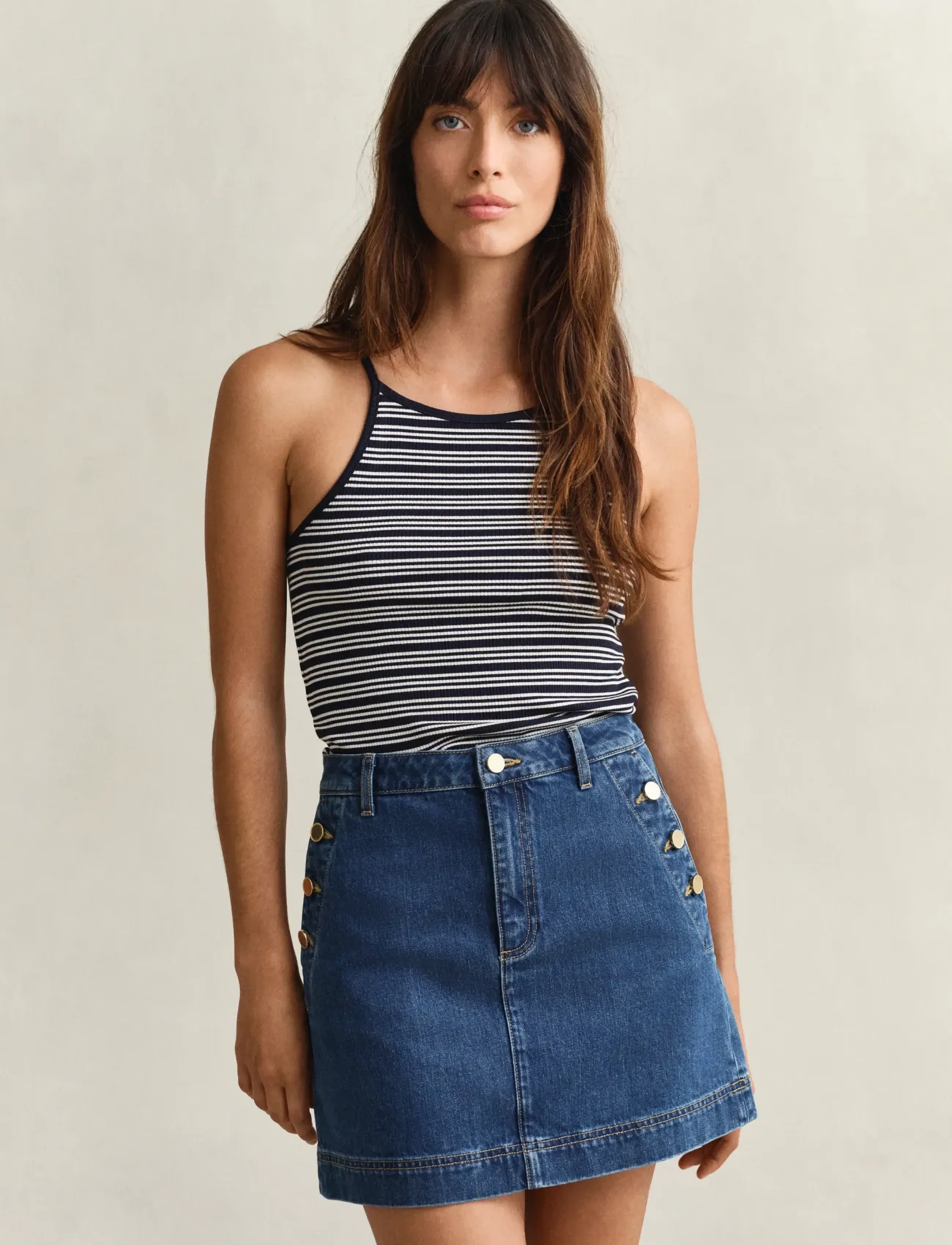 Gant SLIM STRIPED HALTERNECK TANK TOP - Ärmellose Tops - EVENING BLUE / navy