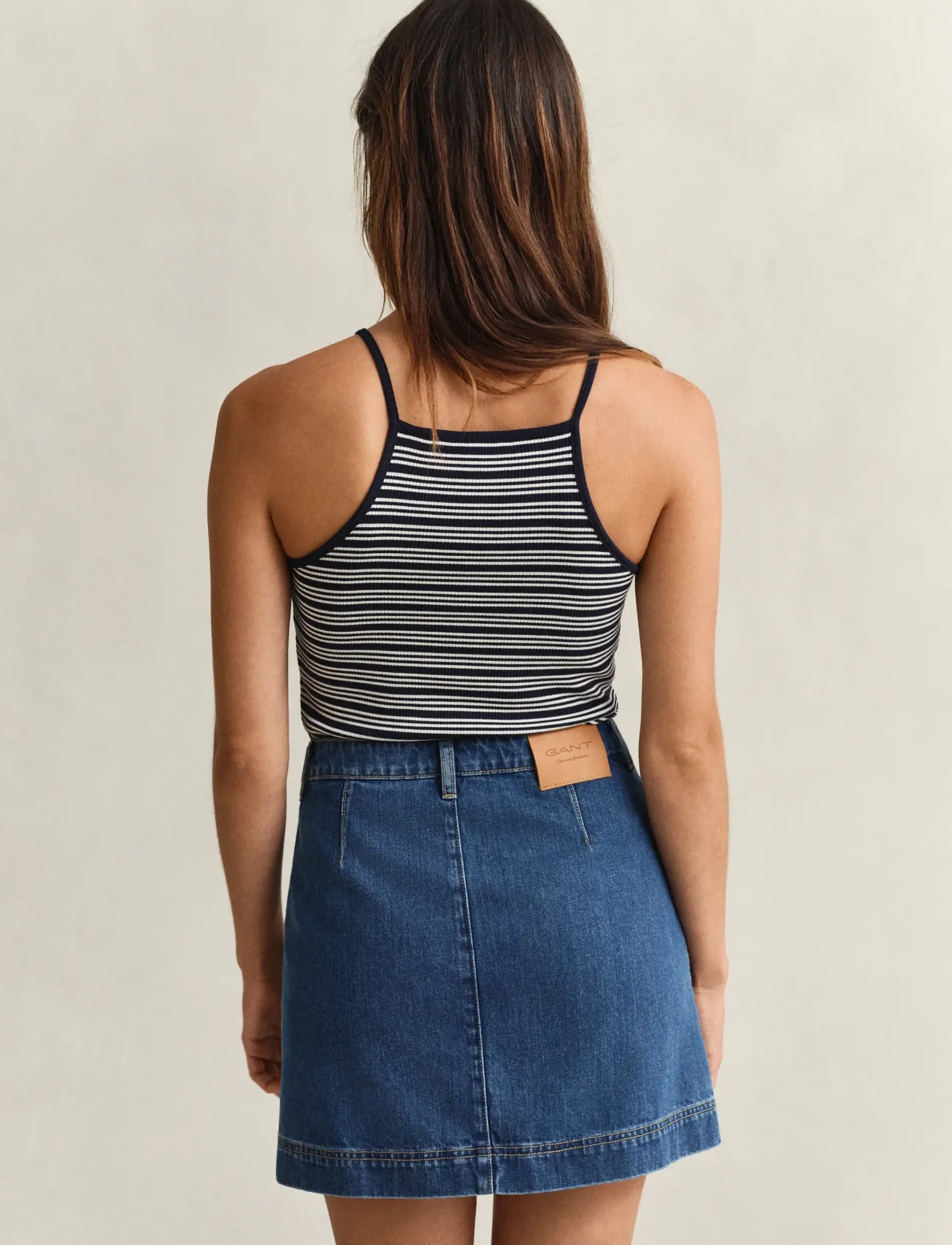 Gant - SLIM STRIPED HALTERNECK TANK TOP - hauts sans manches - evening blue - 2