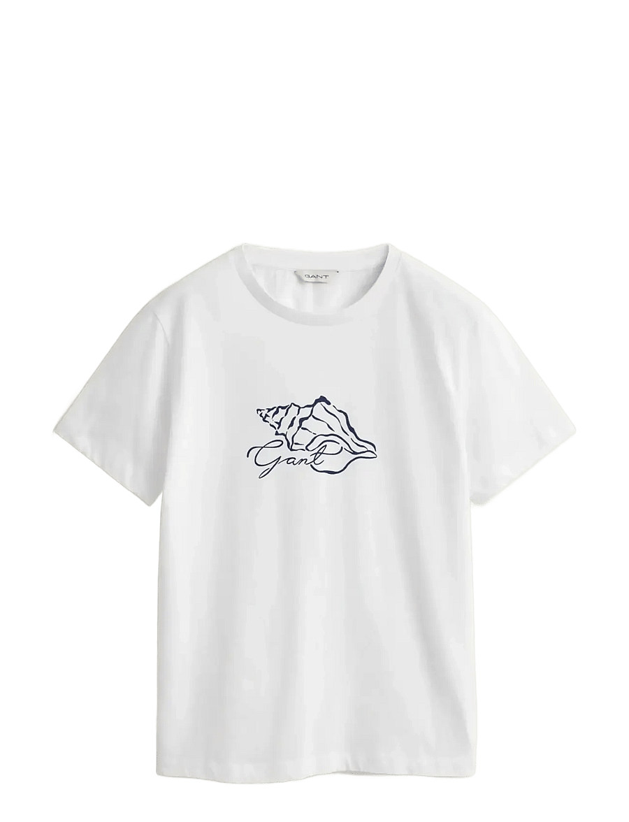 Gant - REG GRAPHIC PRINT SS T-SHIRT - t-shirts - white - 1