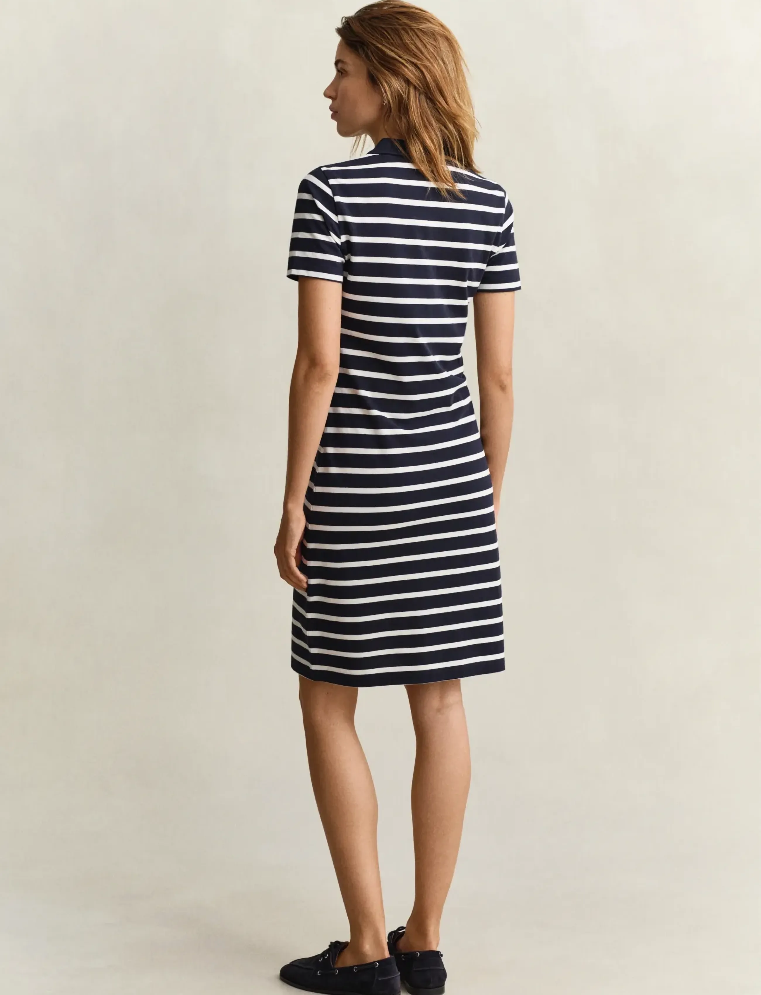 Gant - SLIM STRIPED SS PIQUE POLO DRESS - robes courtes - evening blue - 2