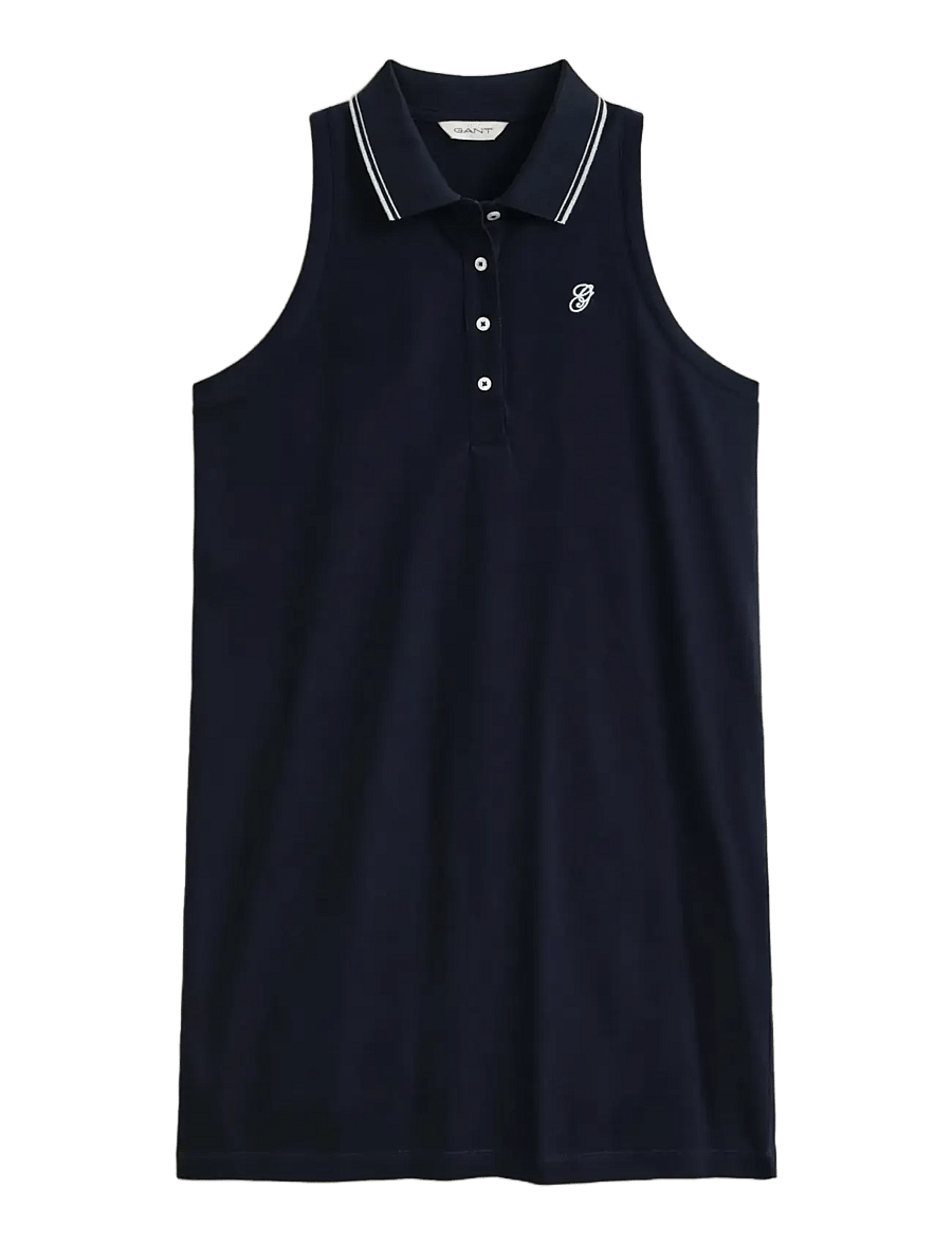 Gant - REG SLEEVELESS PIQUE POLO DRESS - t-shirt dresses - evening blue - 1