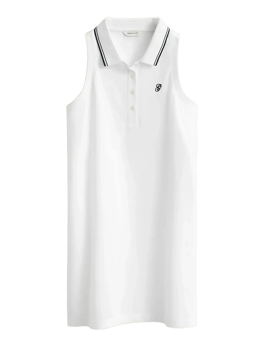 Gant - REG SLEEVELESS PIQUE POLO DRESS - t-särkkleidid - white - 1