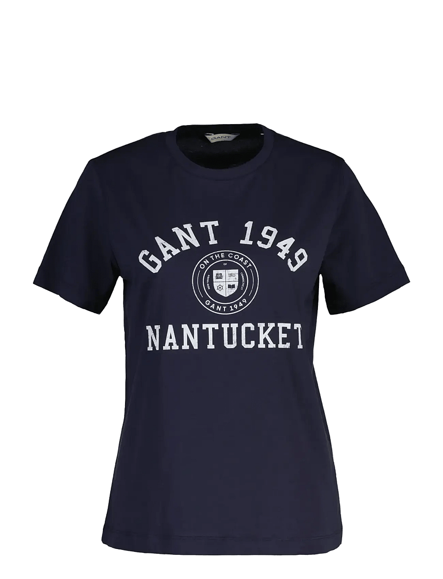 Gant - REG GRAPHIC PRINT SS T-SHIRT - t-shirts - evening blue - 0