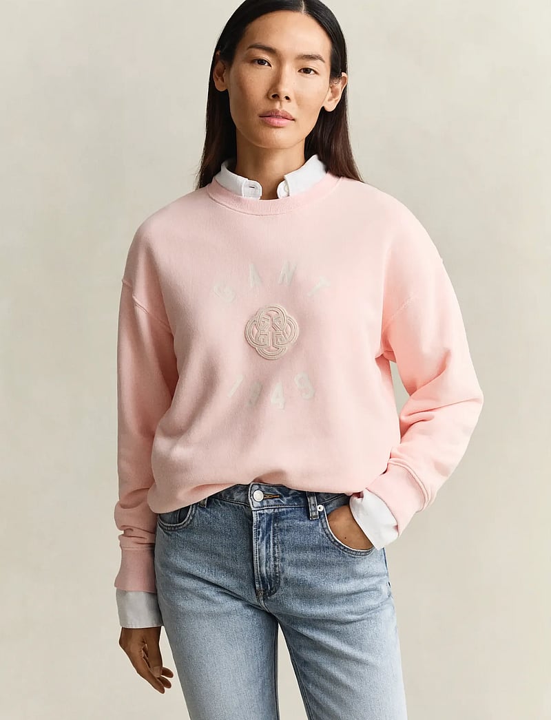 GANT - GRAPHIC C-NECK SWEATER - modetrends - apricot pink - 0