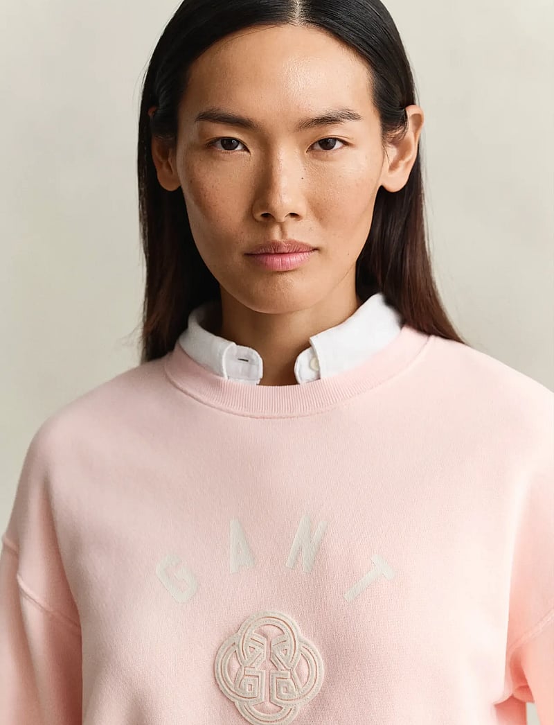 GANT - GRAPHIC C-NECK SWEATER - modetrends - apricot pink - 3