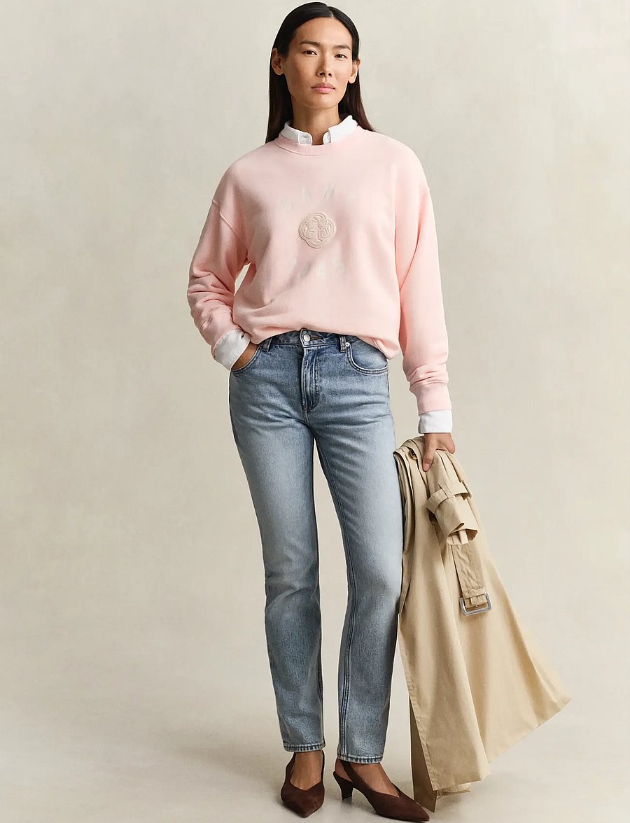 Gant - GRAPHIC C-NECK SWEATER - sweatshirts - apricot pink - 4