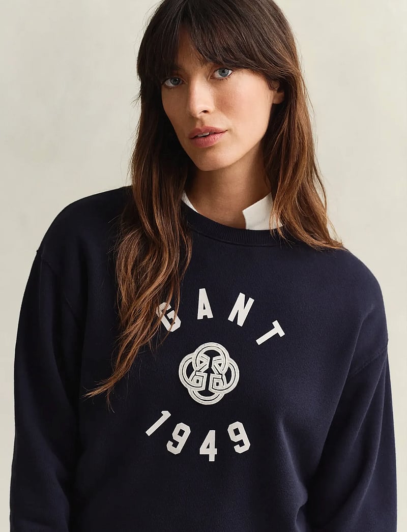 GANT - GRAPHIC C-NECK SWEATER - modetrender - evening blue - 3