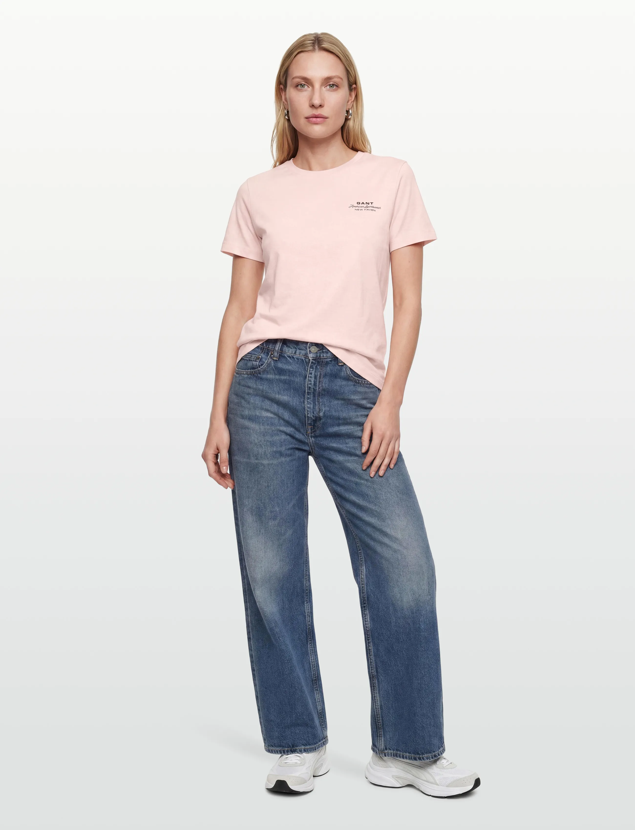 Gant REG GRAPHIC PRINT SS T-SHIRT - T-shirts - APRICOT PINK / pink/rose