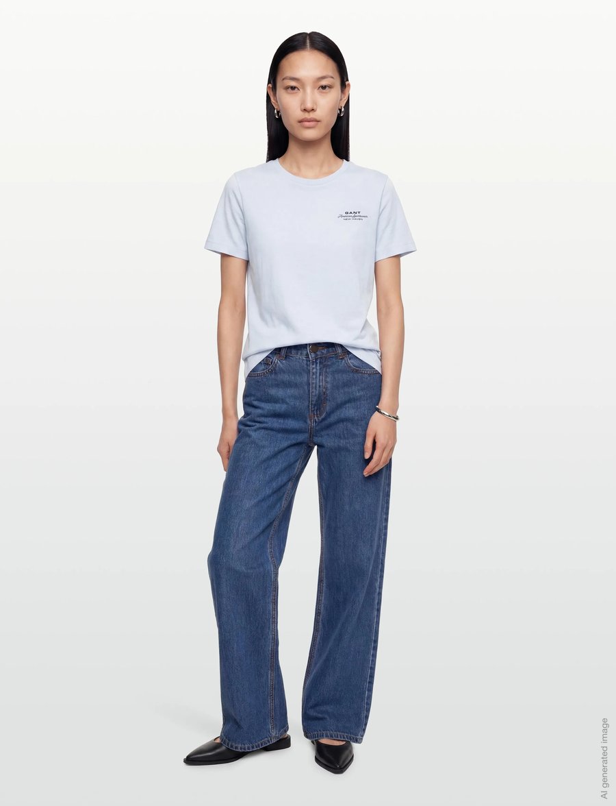 Gant - REG GRAPHIC PRINT SS T-SHIRT - t-shirts - light blue - 0