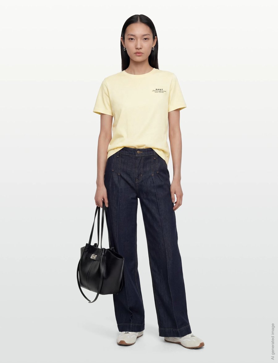 Gant - REG GRAPHIC PRINT SS T-SHIRT - t-shirts - vanilla yellow - 0
