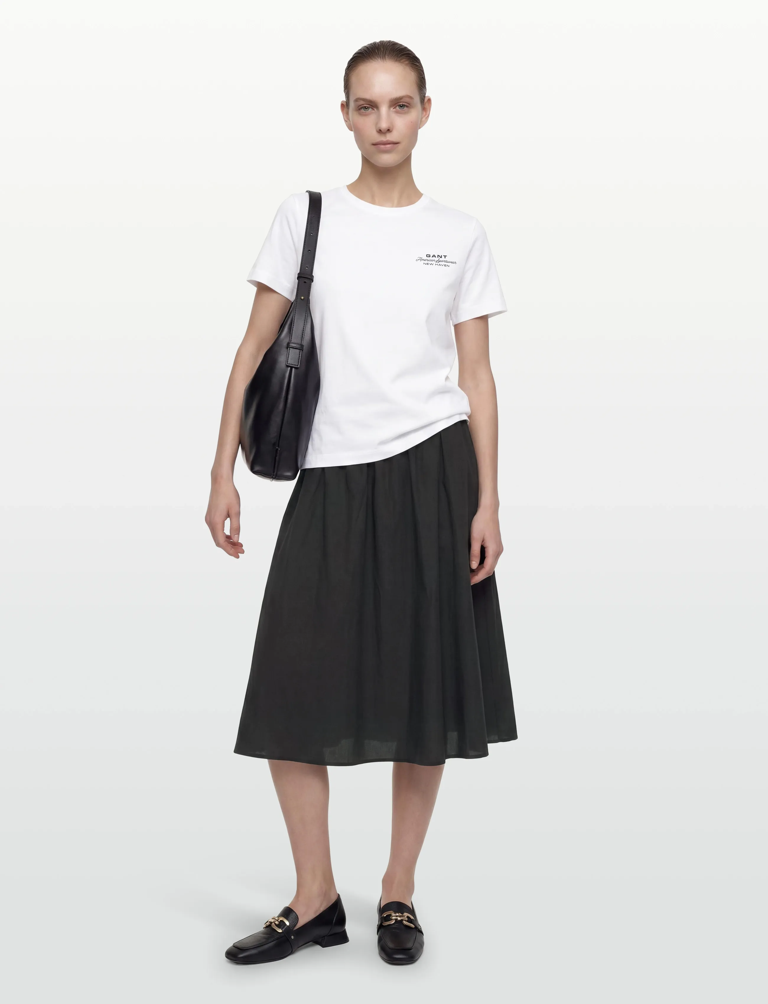 Gant Reg Graphic Print Ss T-Shirt, XS, White, T-Shirts & Toppe > Kortærmede, Dame