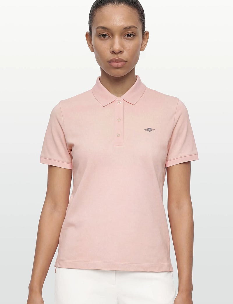 Gant - REG SHIELD SS PIQUE POLO - poloer - apricot pink - 3