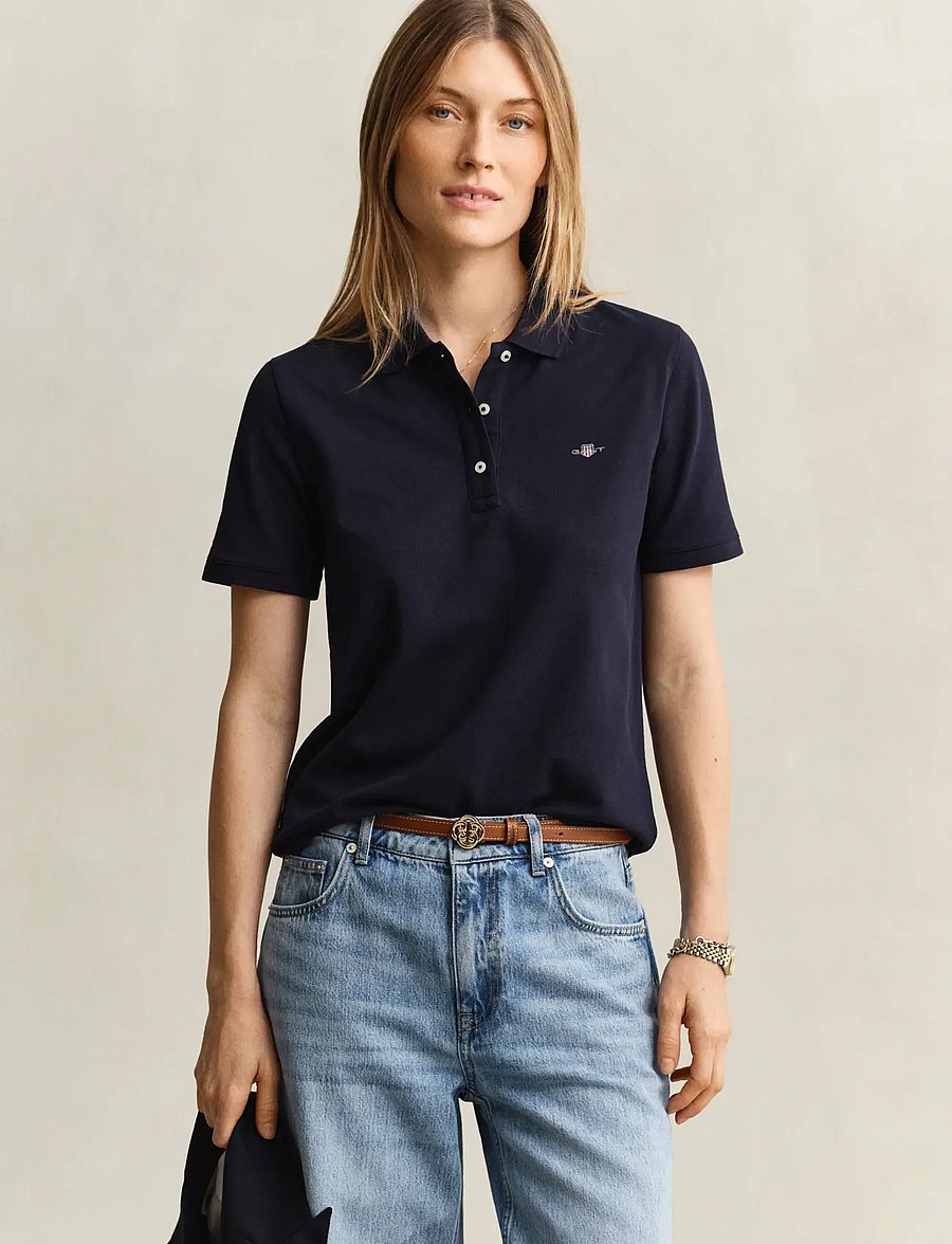 Gant - REG SHIELD SS PIQUE POLO - polosärgid - evening blue - 0