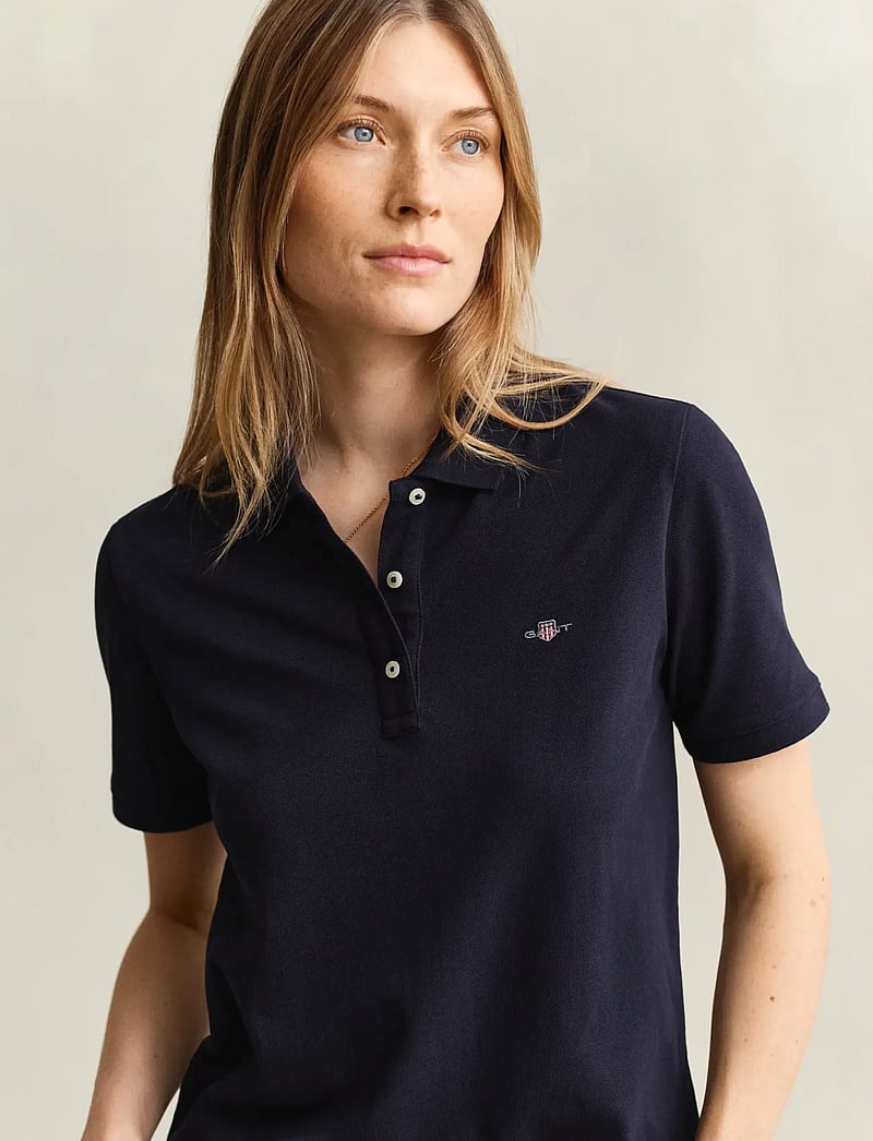 Gant - REG SHIELD SS PIQUE POLO - poloer - evening blue - 3