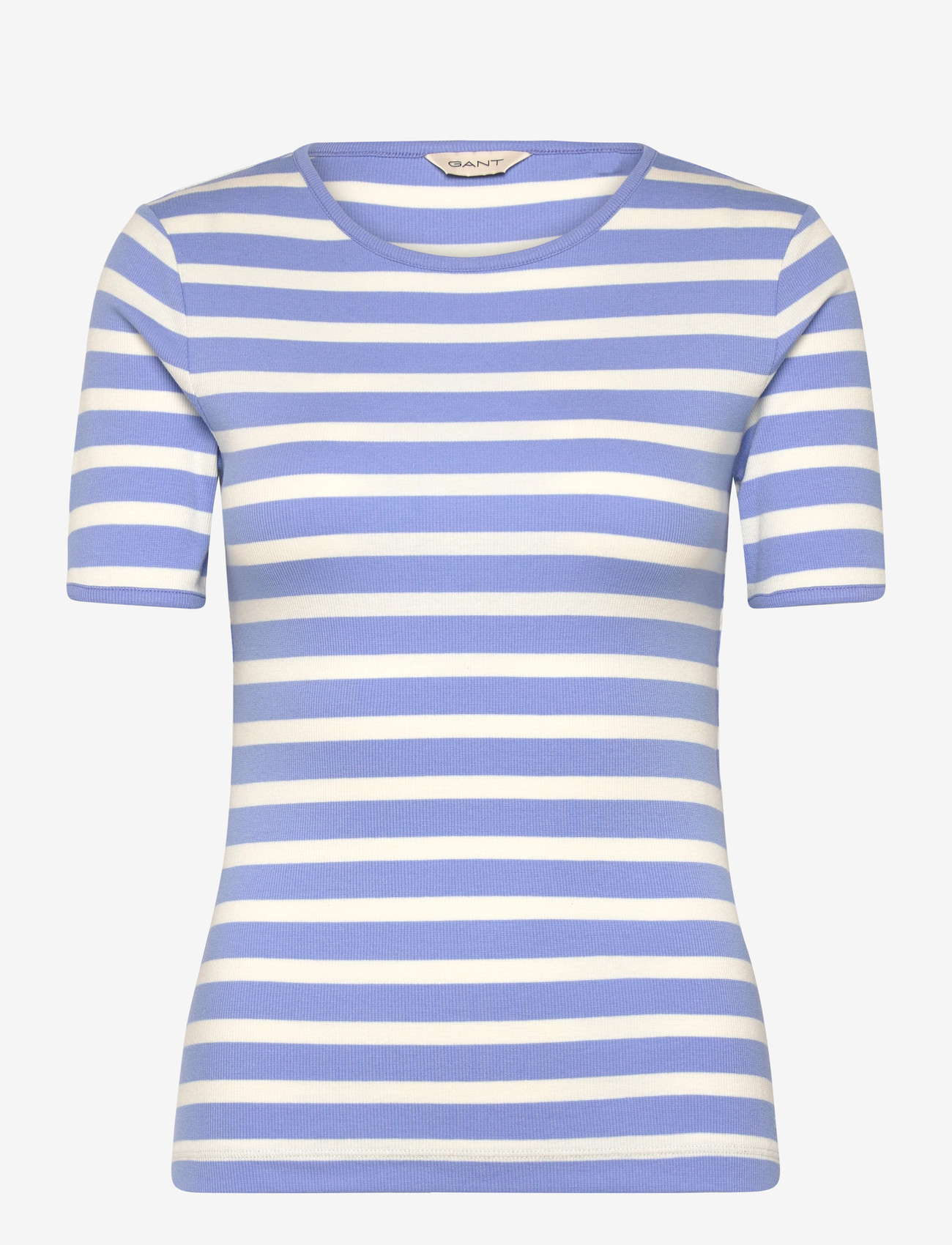 GANT - STRIPED RIBBED SS T-SHIRT - t-särgid - hydrangea blue - 0