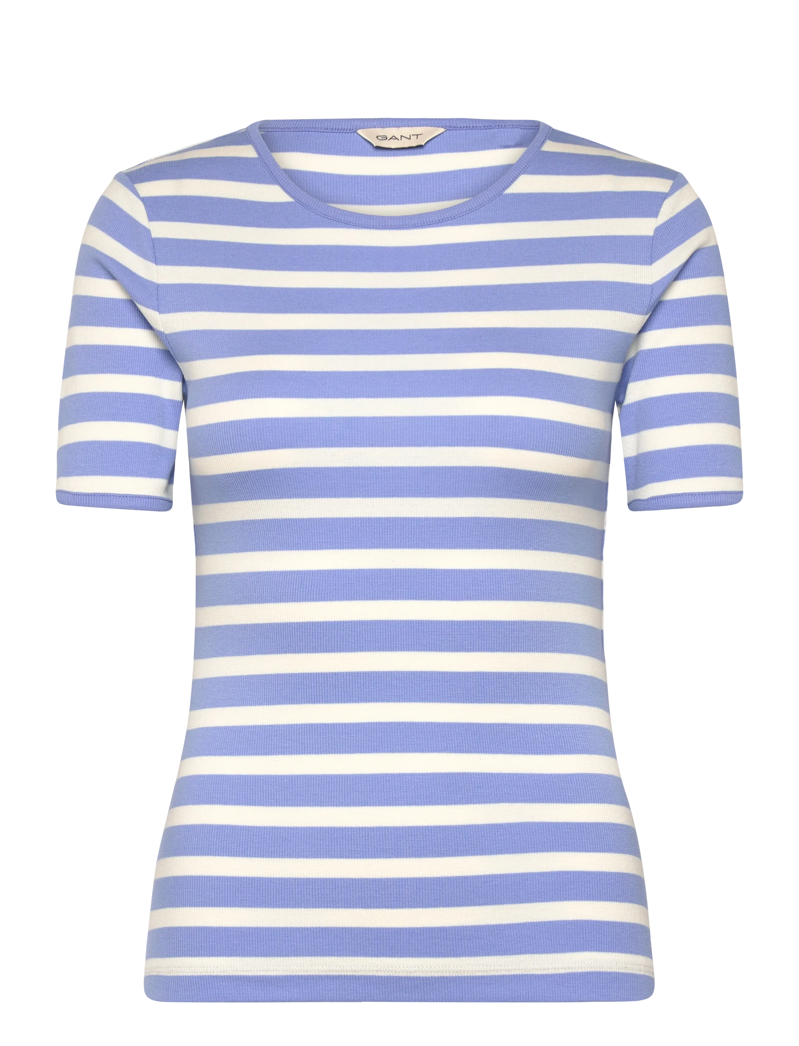Gant STRIPED RIBBED SS T-SHIRT - T-skjorter - HYDRANGEA BLUE / blue