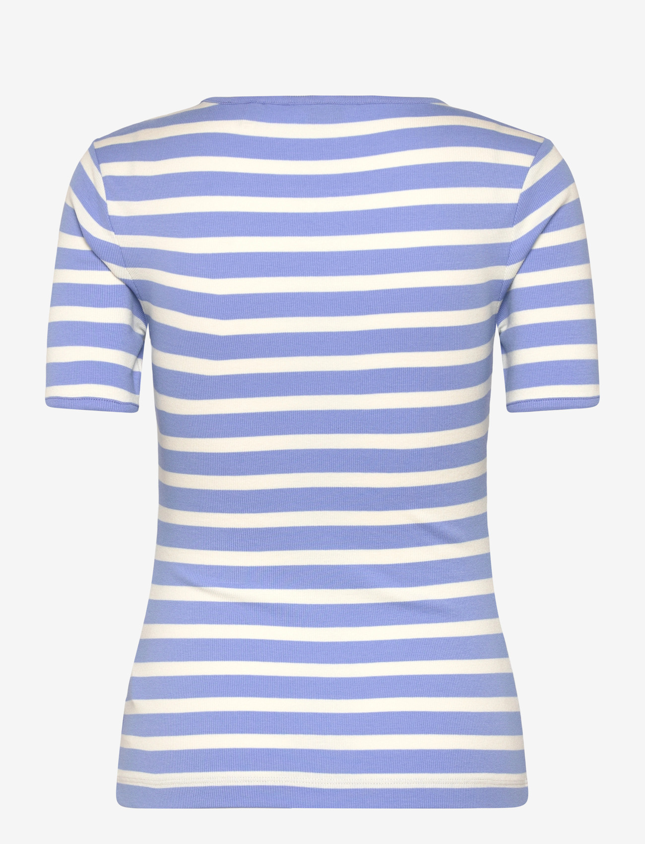 GANT - STRIPED RIBBED SS T-SHIRT - t-särgid - hydrangea blue - 1