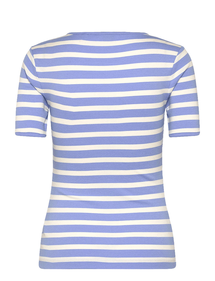 Gant - STRIPED RIBBED SS T-SHIRT - t-shirts - hydrangea blue - 2