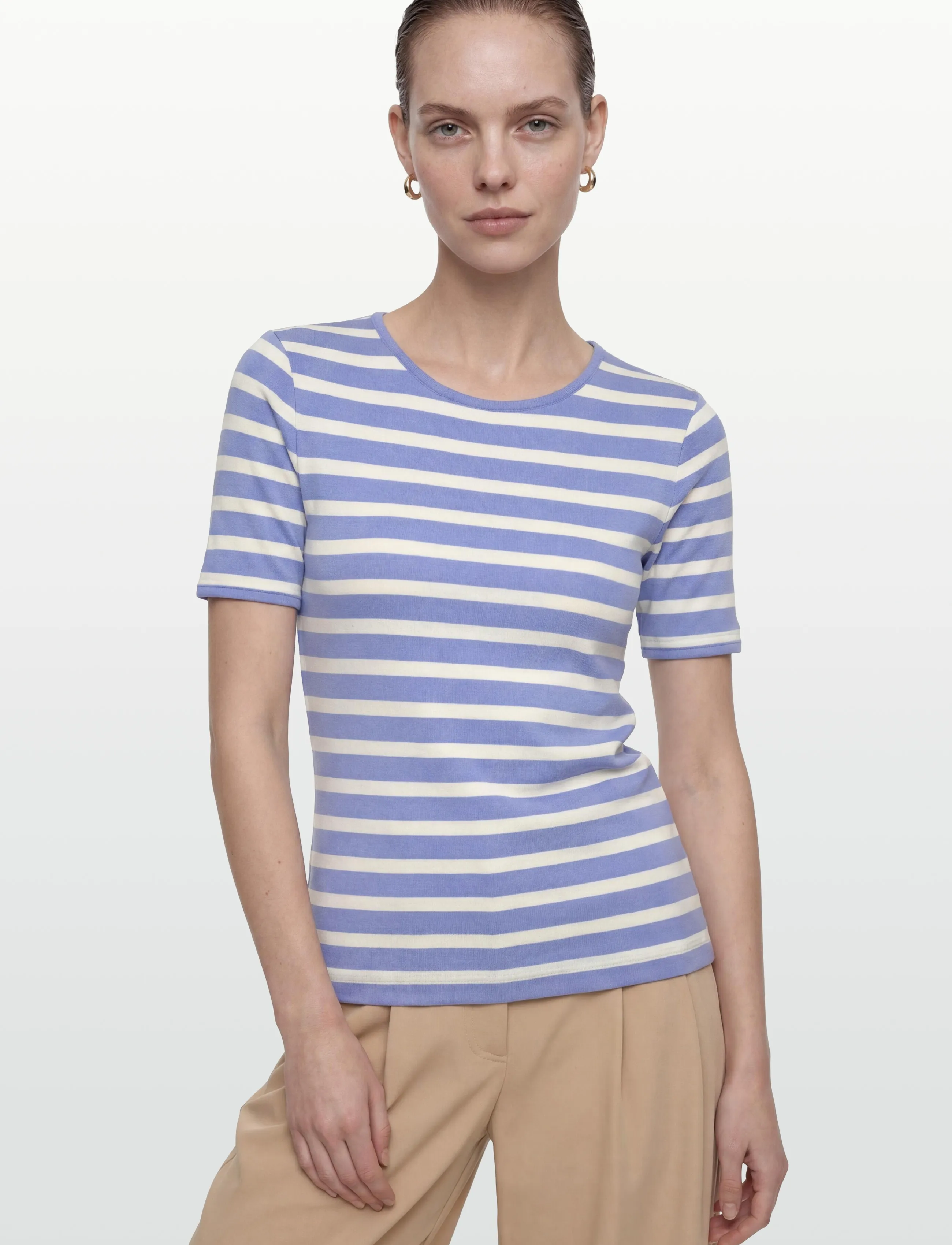 Gant - STRIPED RIBBED SS T-SHIRT - t-shirts - hydrangea blue - 3