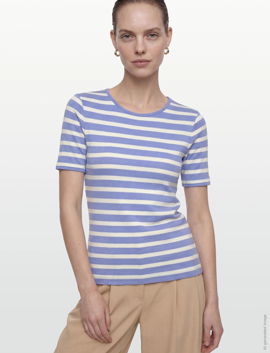 Gant - STRIPED RIBBED SS T-SHIRT - t-shirts - hydrangea blue - 3