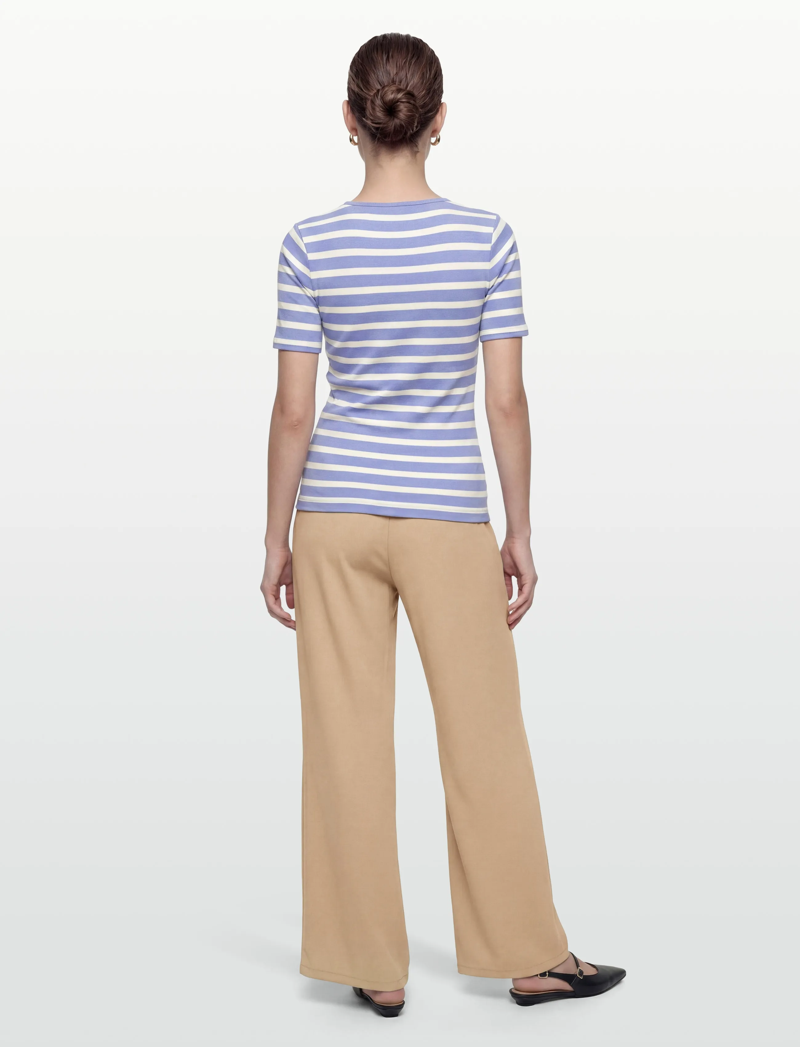 Gant - STRIPED RIBBED SS T-SHIRT - t-shirts - hydrangea blue - 4