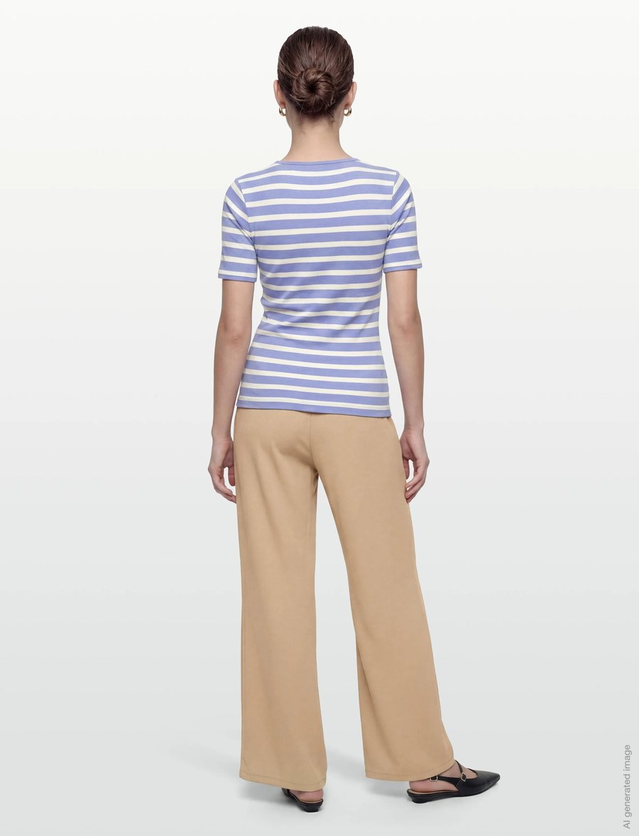 Gant - STRIPED RIBBED SS T-SHIRT - t-shirts - hydrangea blue - 4