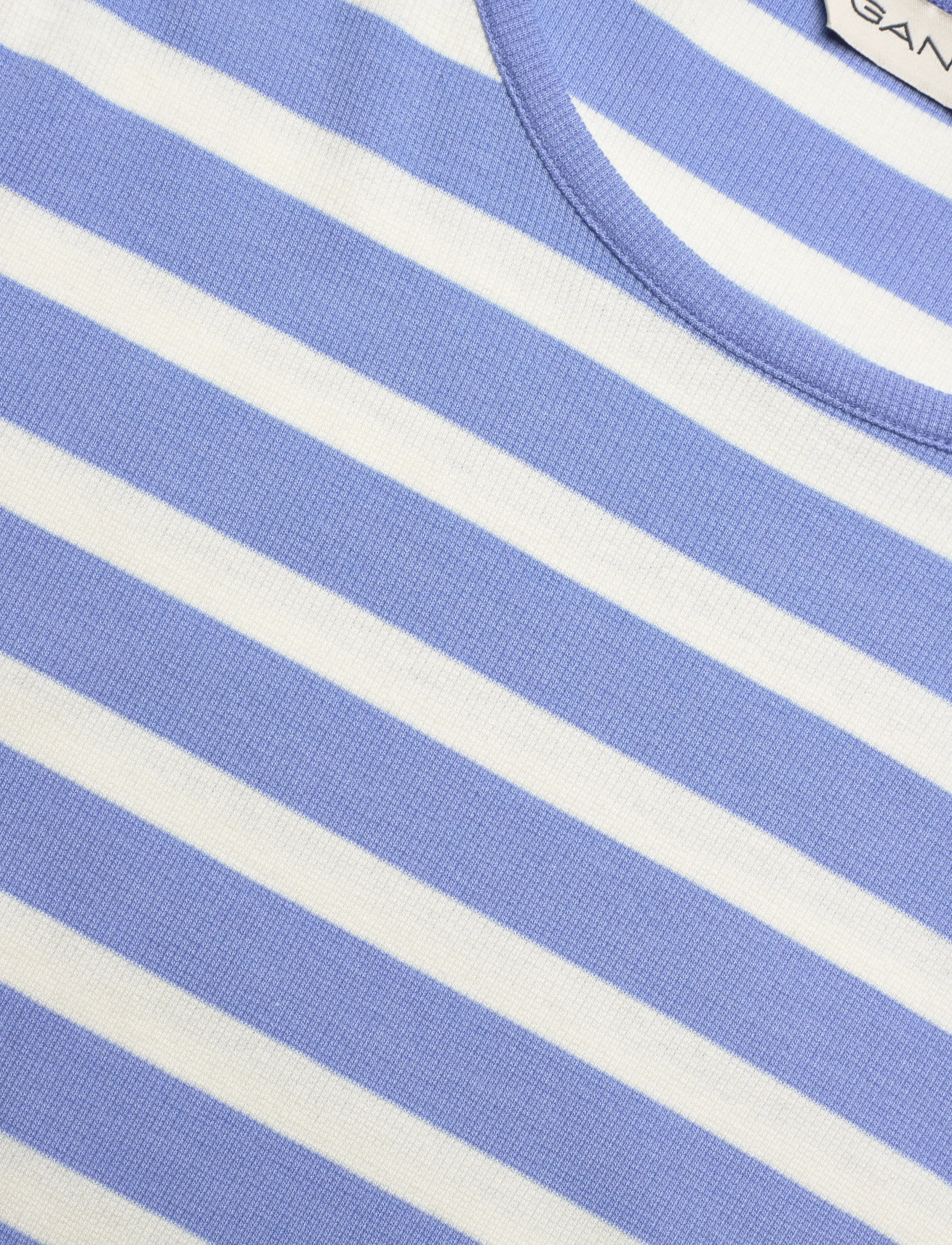 Gant - STRIPED RIBBED SS T-SHIRT - t-shirts - hydrangea blue - 5
