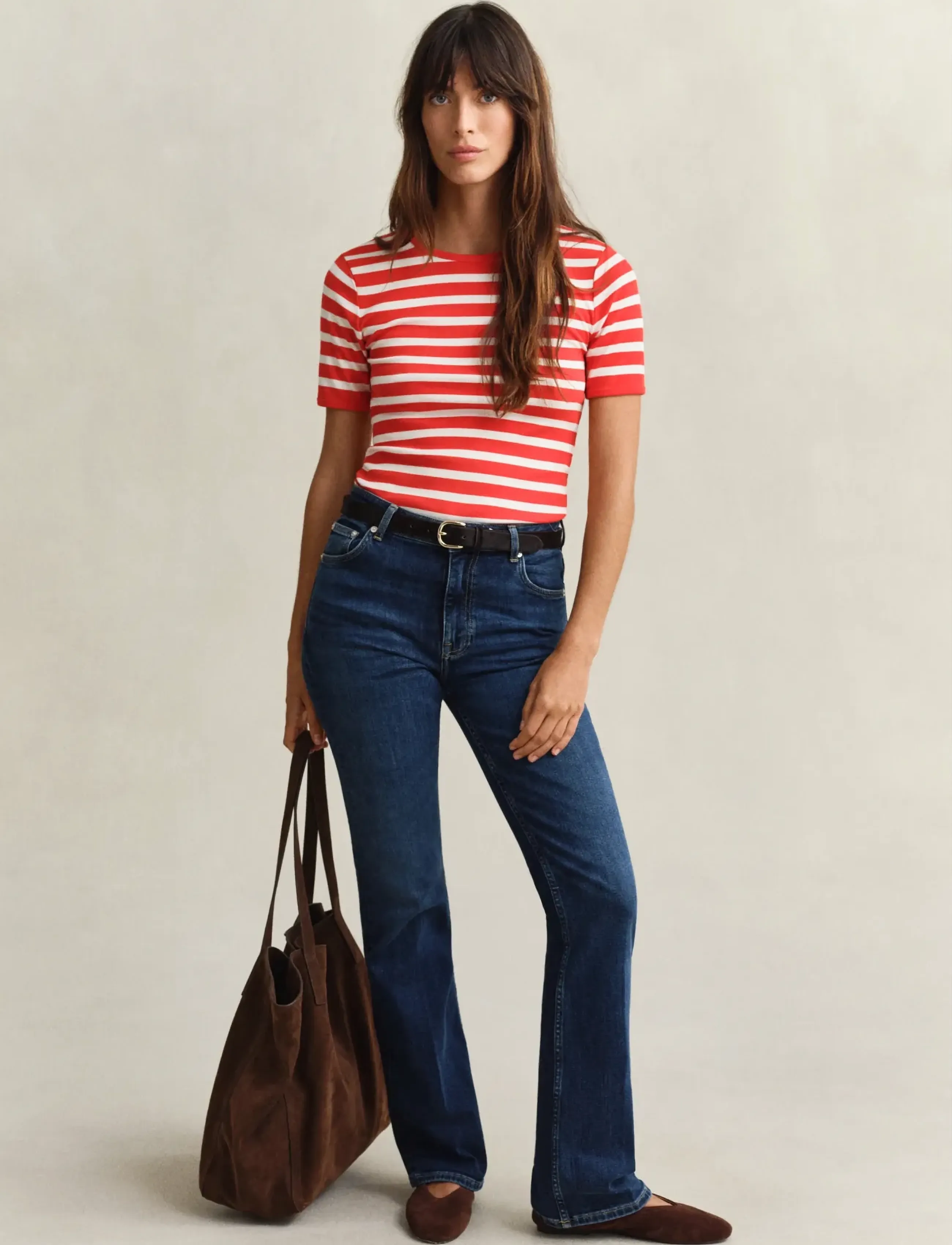 Gant - STRIPED RIBBED SS T-SHIRT - stuttermarbolir - perfect red - 4