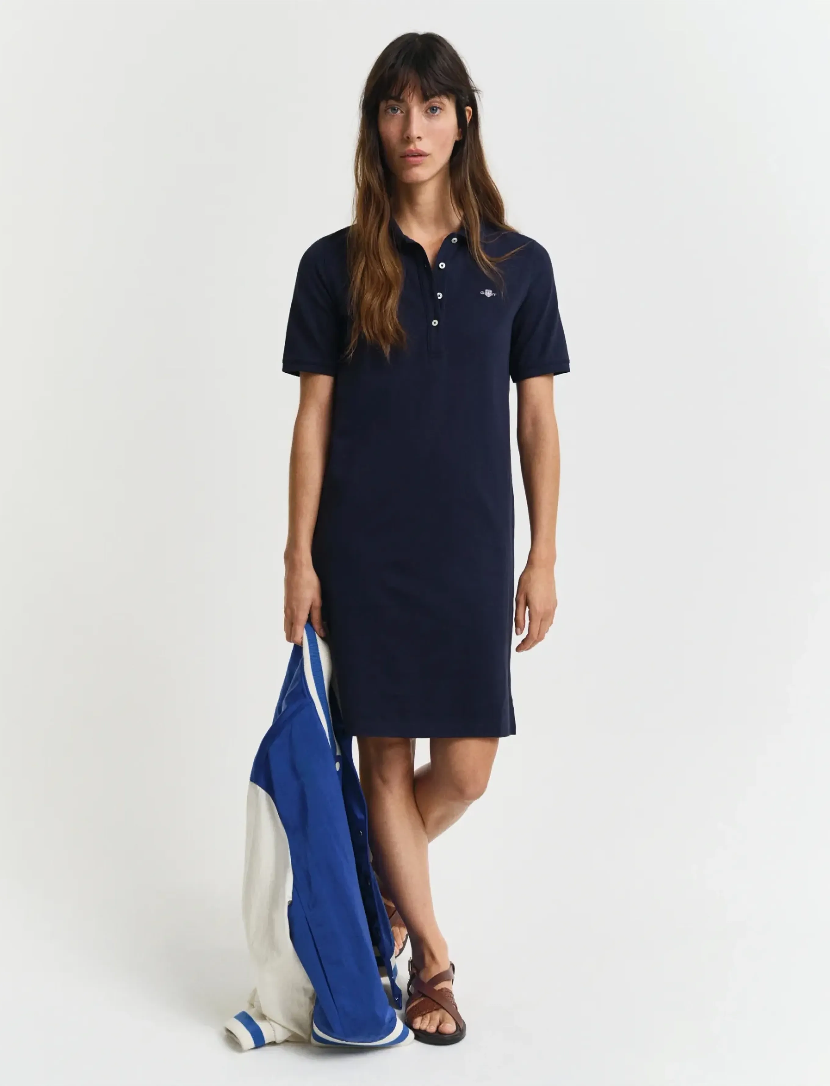 Gant - SHIELD SS PIQUE POLO DRESS - korta klänningar - evening blue - 4