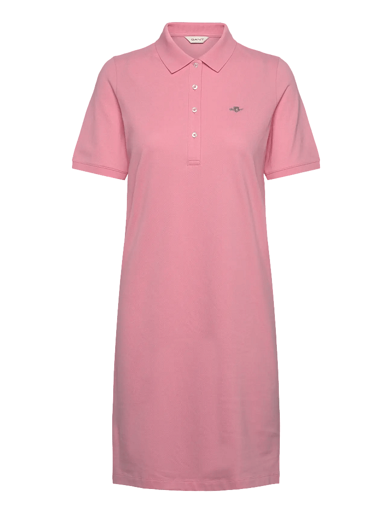 GANT - SHIELD SS PIQUE POLO DRESS - short dresses - geranium pink - 0