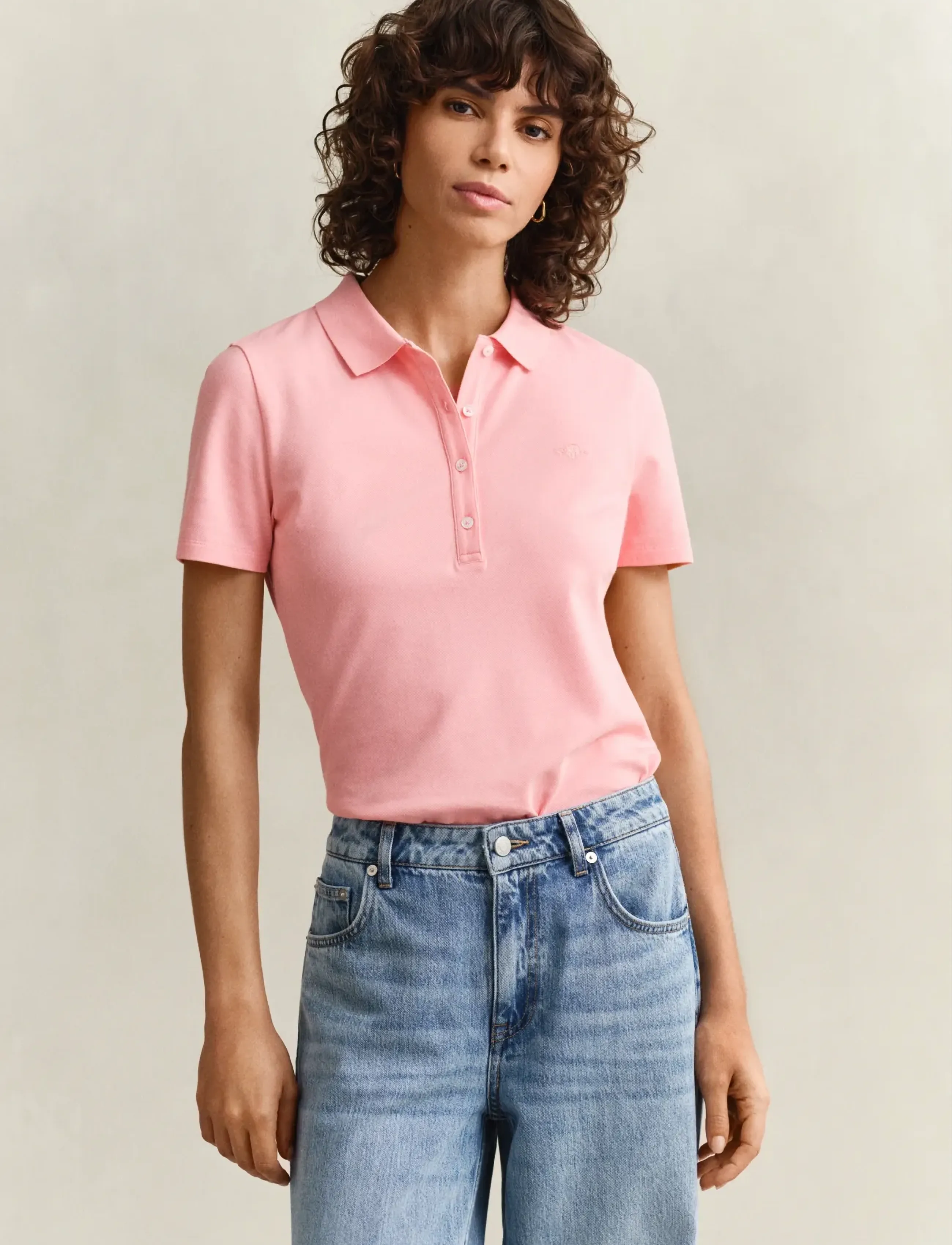 GANT SLIM SHIELD SS PIQUE POLO - T-shirts & Toppar - APRICOT PINK / pink/rose