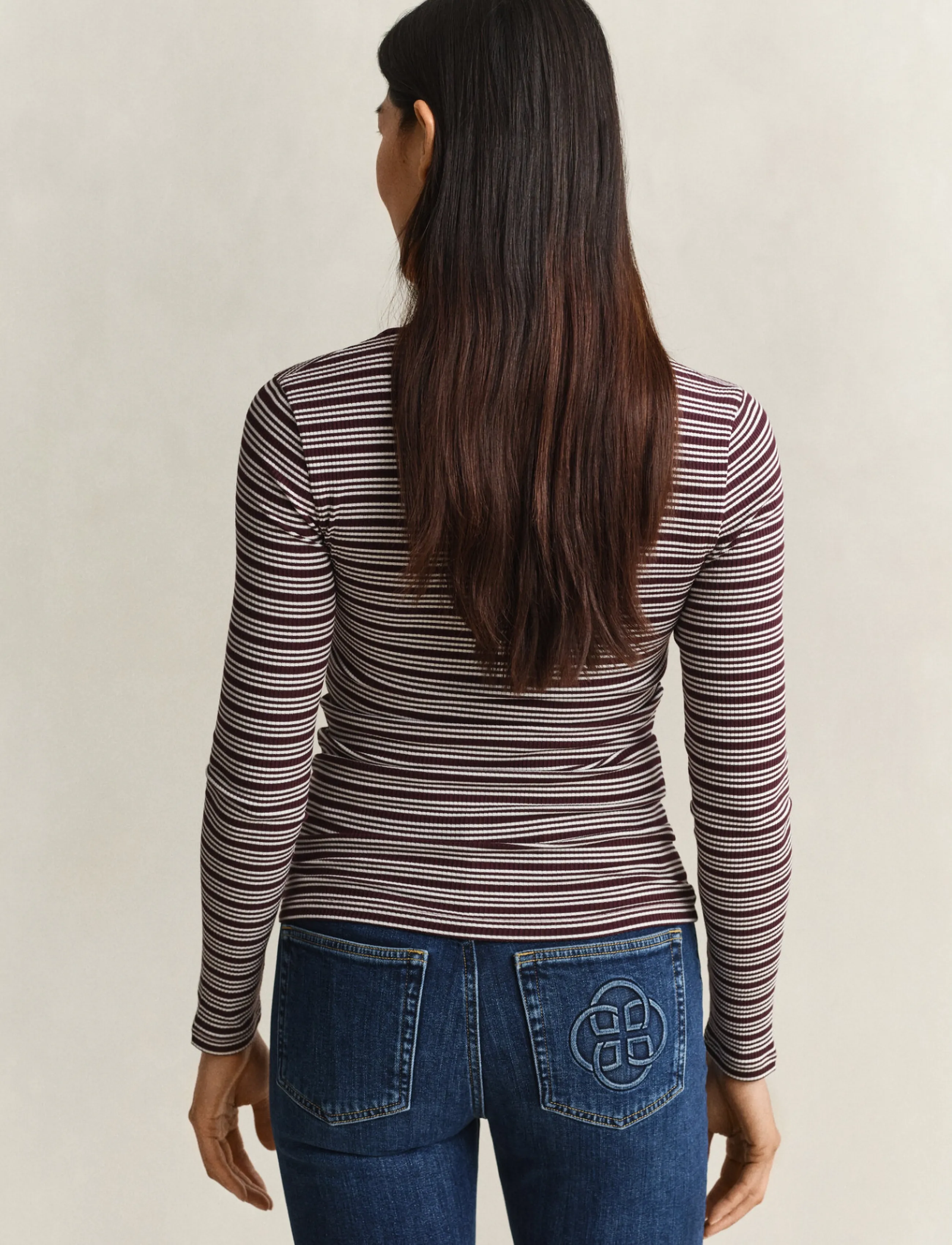 Gant - SLIM RIBBED LS HENLEY TOP - darkened wine - 2