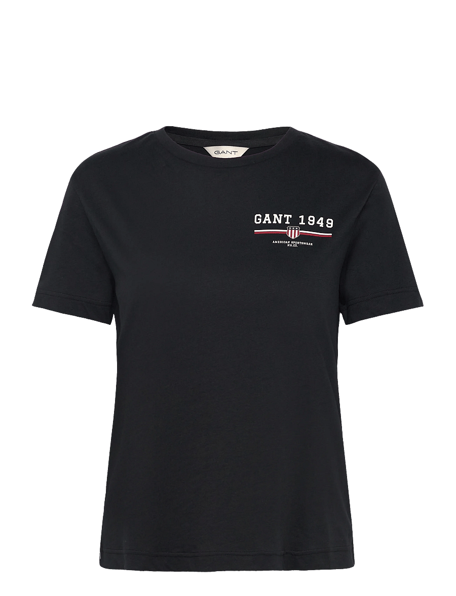 Gant - REG GRAPHIC SS T-SHIRT - t-shirts - black - 0