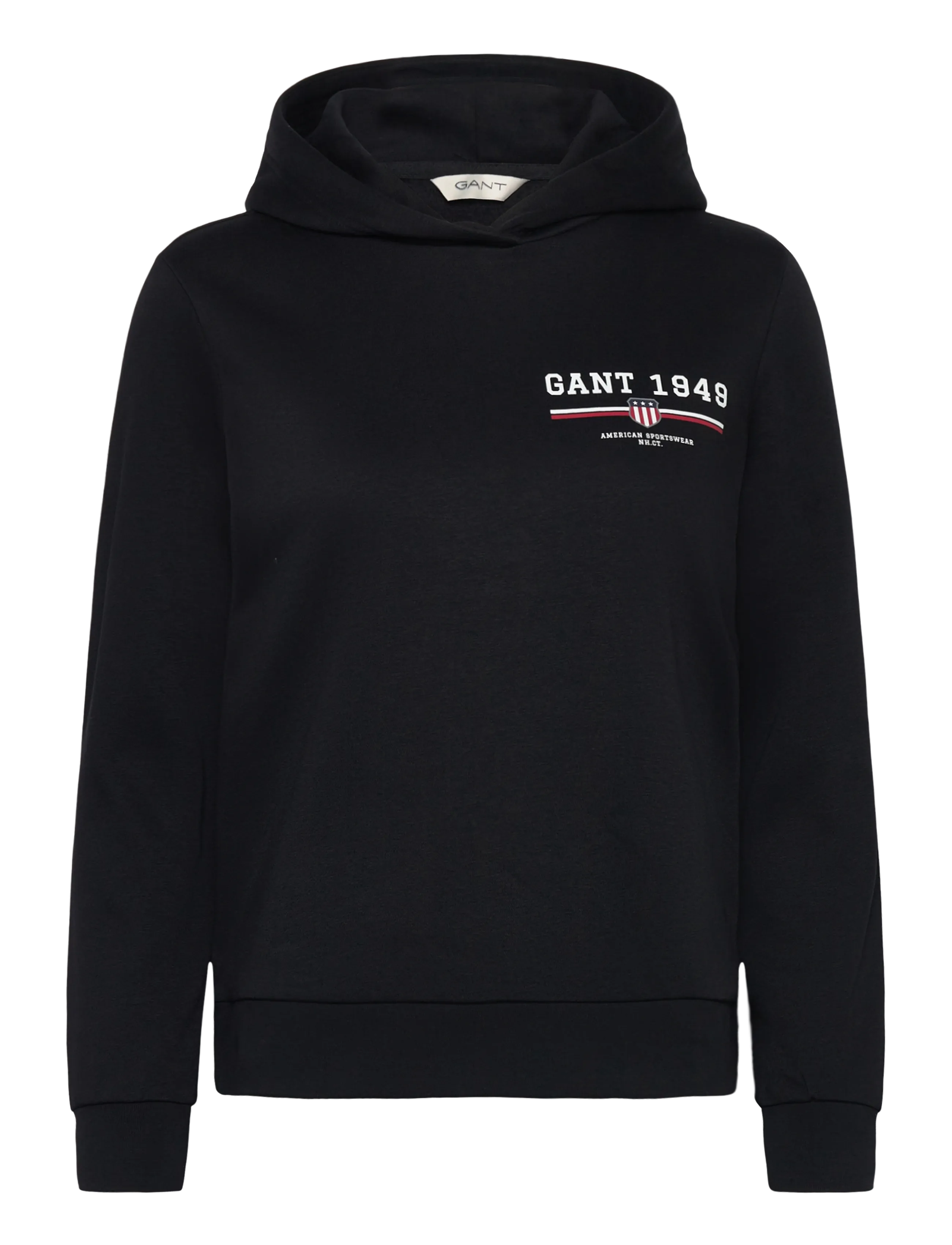 Gant REG GRAPHIC HOODIE - Kapuzenpullover - BLACK / black