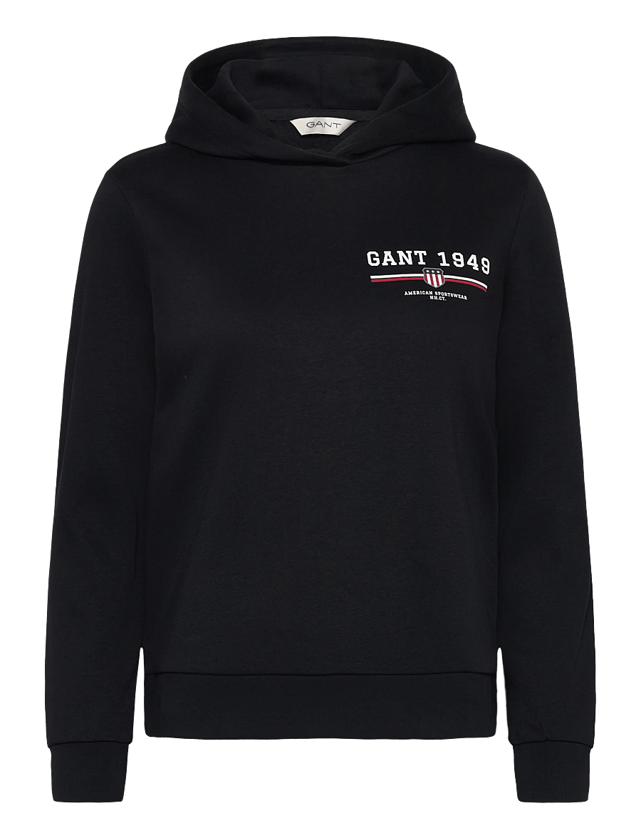 Gant - REG GRAPHIC HOODIE - kapuutsiga pusad - black - 0