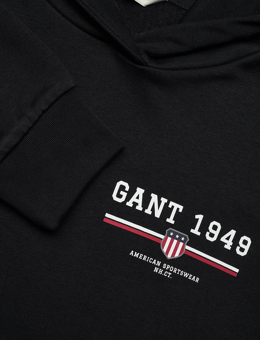 Gant - REG GRAPHIC HOODIE - kapuutsiga pusad - black - 2
