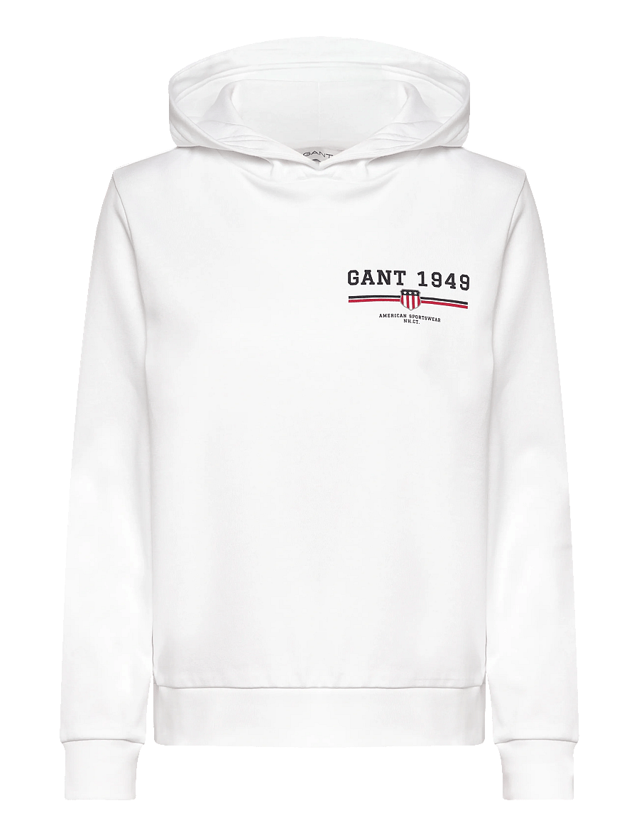 Gant - REG GRAPHIC HOODIE - kapuzenpullover - white - 0