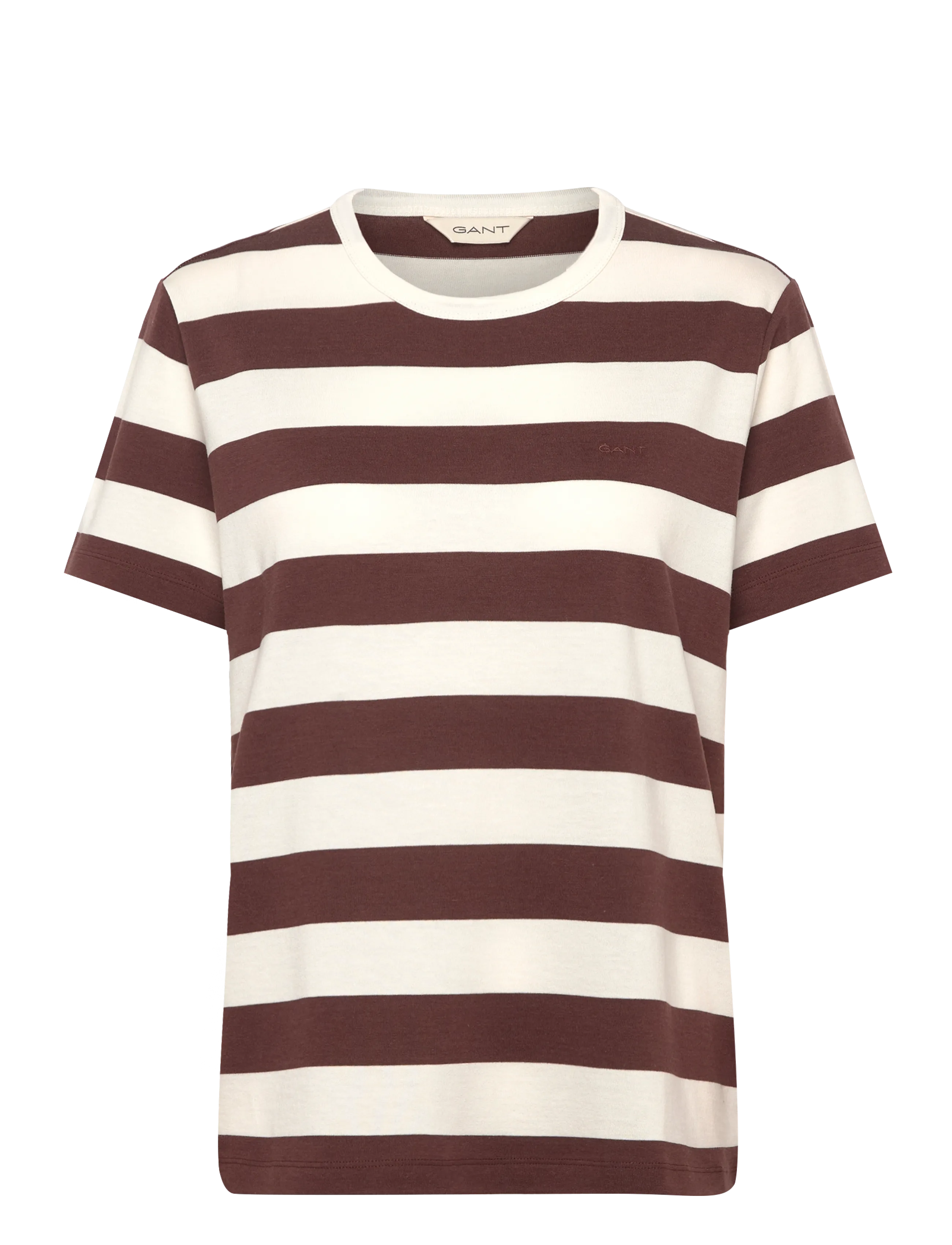 Gant BRETON STRIPED SS T-SHIRT - Kampagne - FRESH SOIL / brown